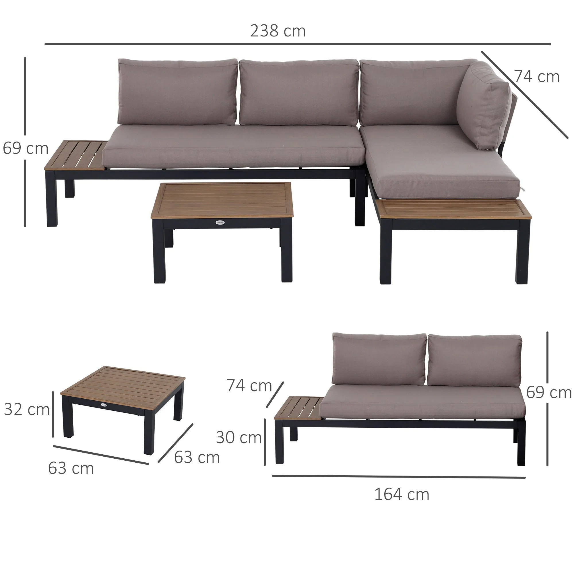 Outsunny 3 Pieces Garden Furniture Sets - Image 3