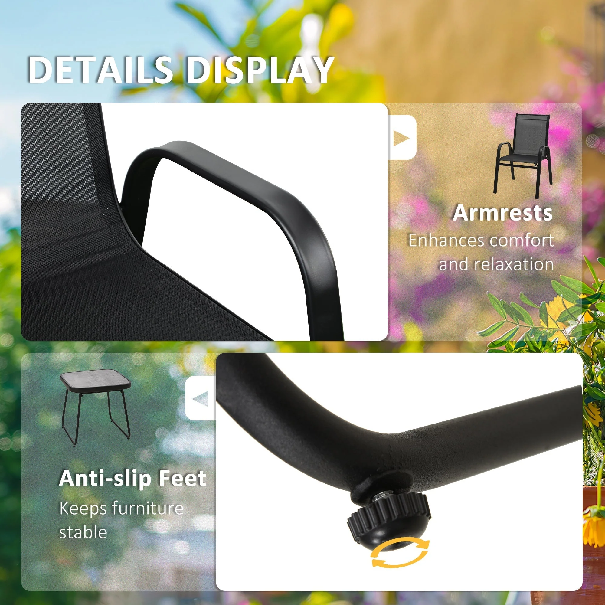 Outsunny 3 Pieces Outdoot Bistro Set - Image 6