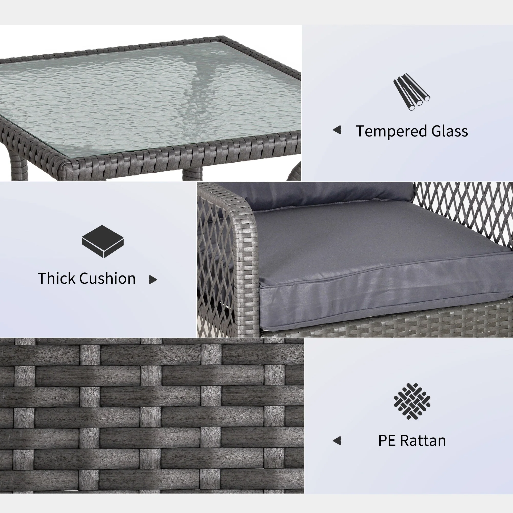 Outsunny 3 Pieces Patio PE Rattan Bistro Set - Image 5