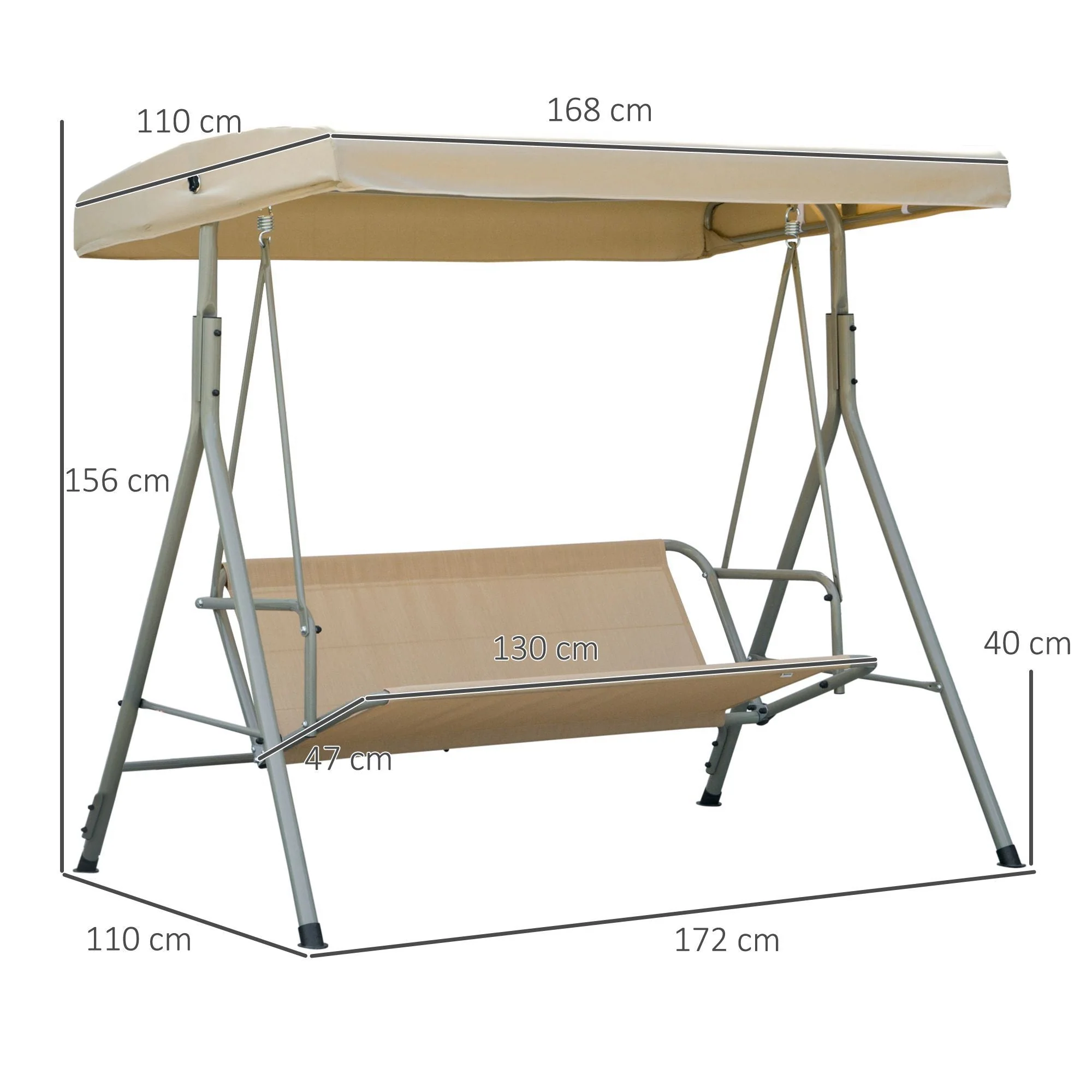 Outsunny 3 Seater Garden Swing Chair - Image 2