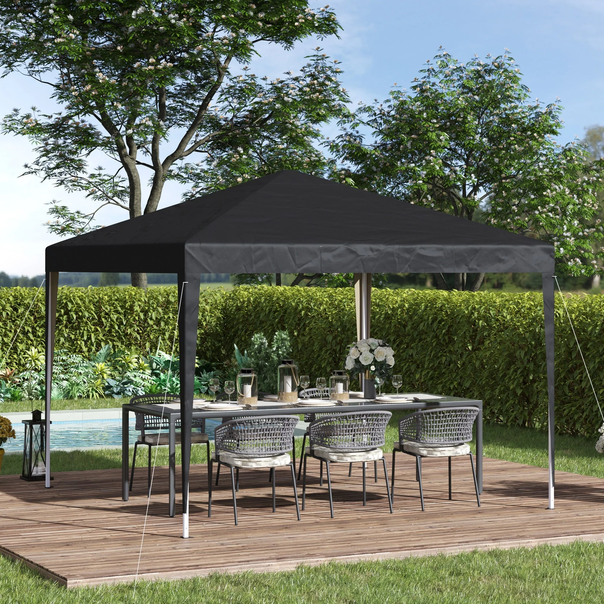 Outsunny 3 x 3M Garden Heavy Duty Pop Up Gazebo Marquee Party Tent Folding Wedding Canopy-Black - Image 2