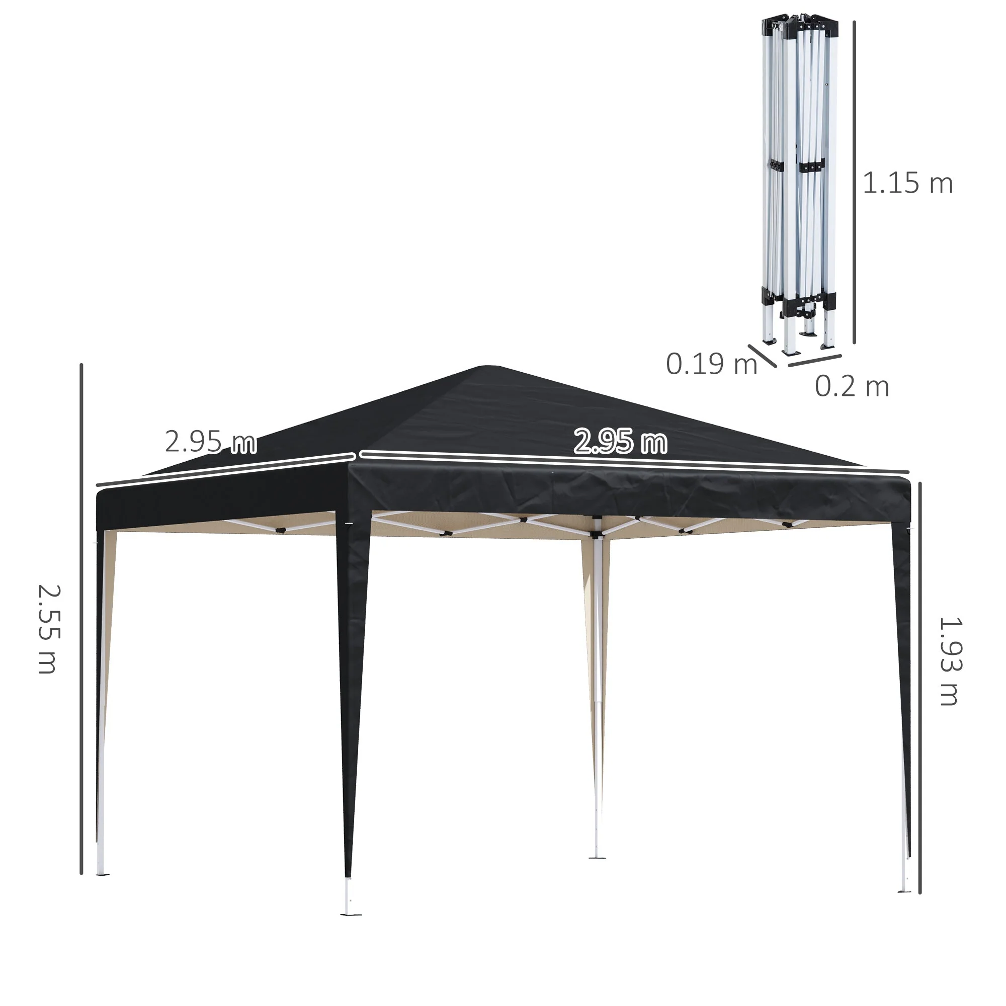 Outsunny 3 x 3M Garden Heavy Duty Pop Up Gazebo Marquee Party Tent Folding Wedding Canopy-Black - Image 3