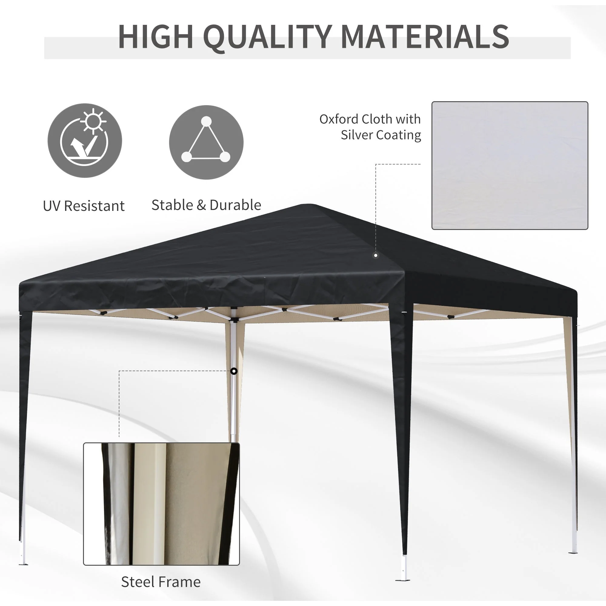 Outsunny 3 x 3M Garden Heavy Duty Pop Up Gazebo Marquee Party Tent Folding Wedding Canopy-Black - Image 4