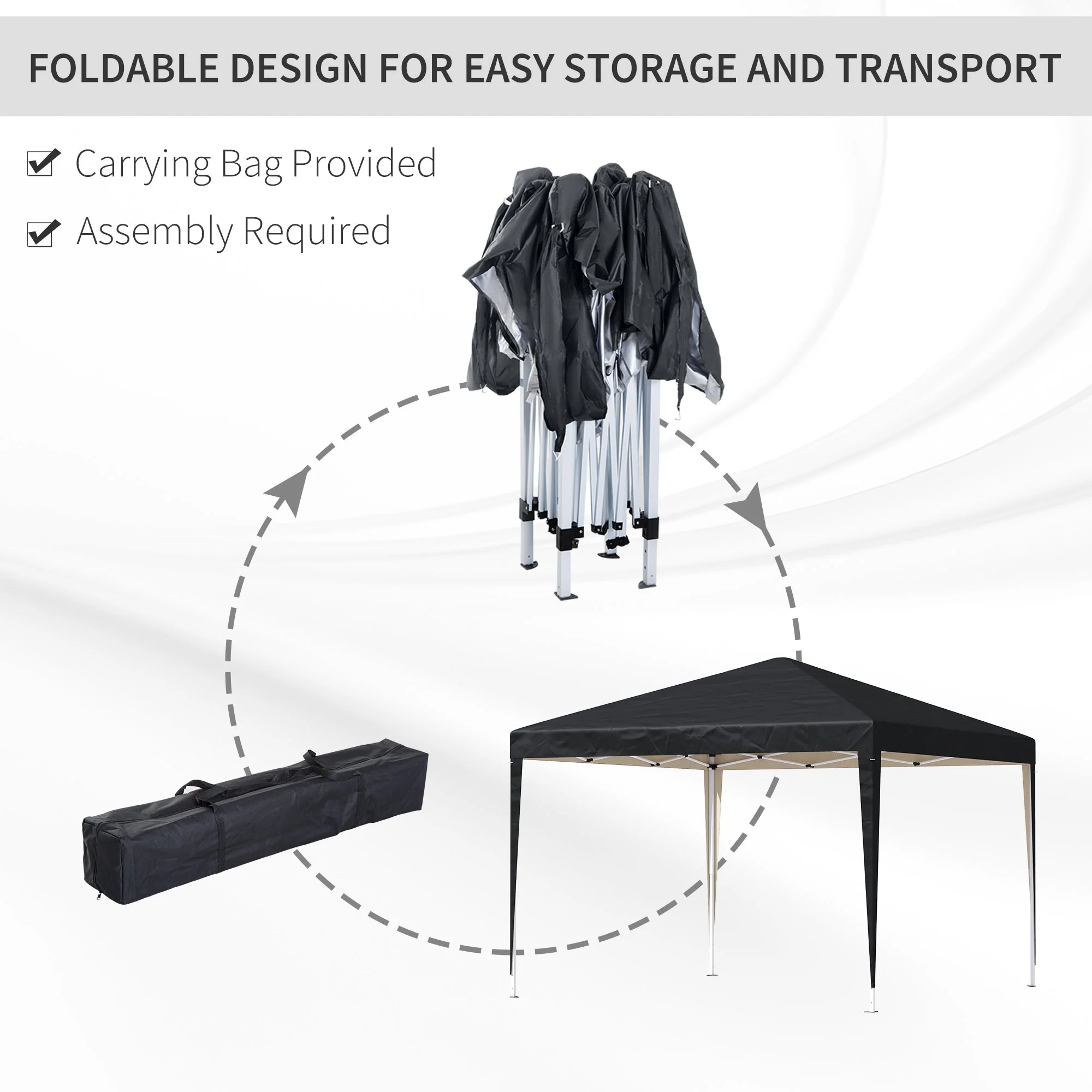 Outsunny 3 x 3M Garden Heavy Duty Pop Up Gazebo Marquee Party Tent Folding Wedding Canopy-Black - Image 5