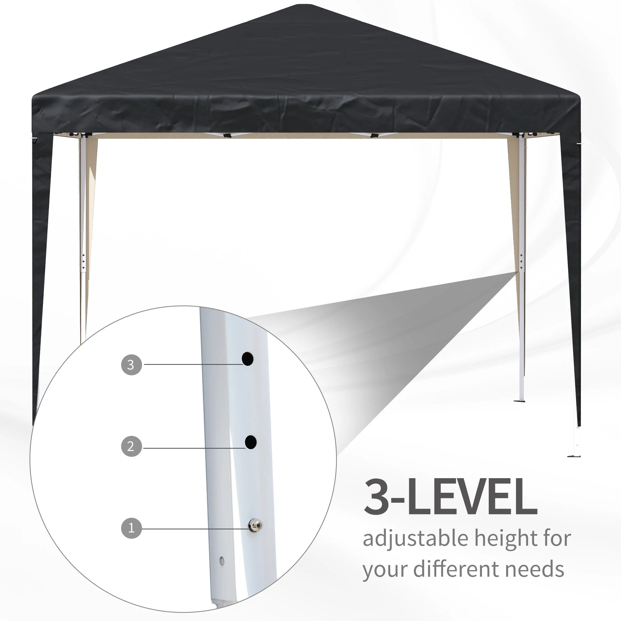 Outsunny 3 x 3M Garden Heavy Duty Pop Up Gazebo Marquee Party Tent Folding Wedding Canopy-Black - Image 6