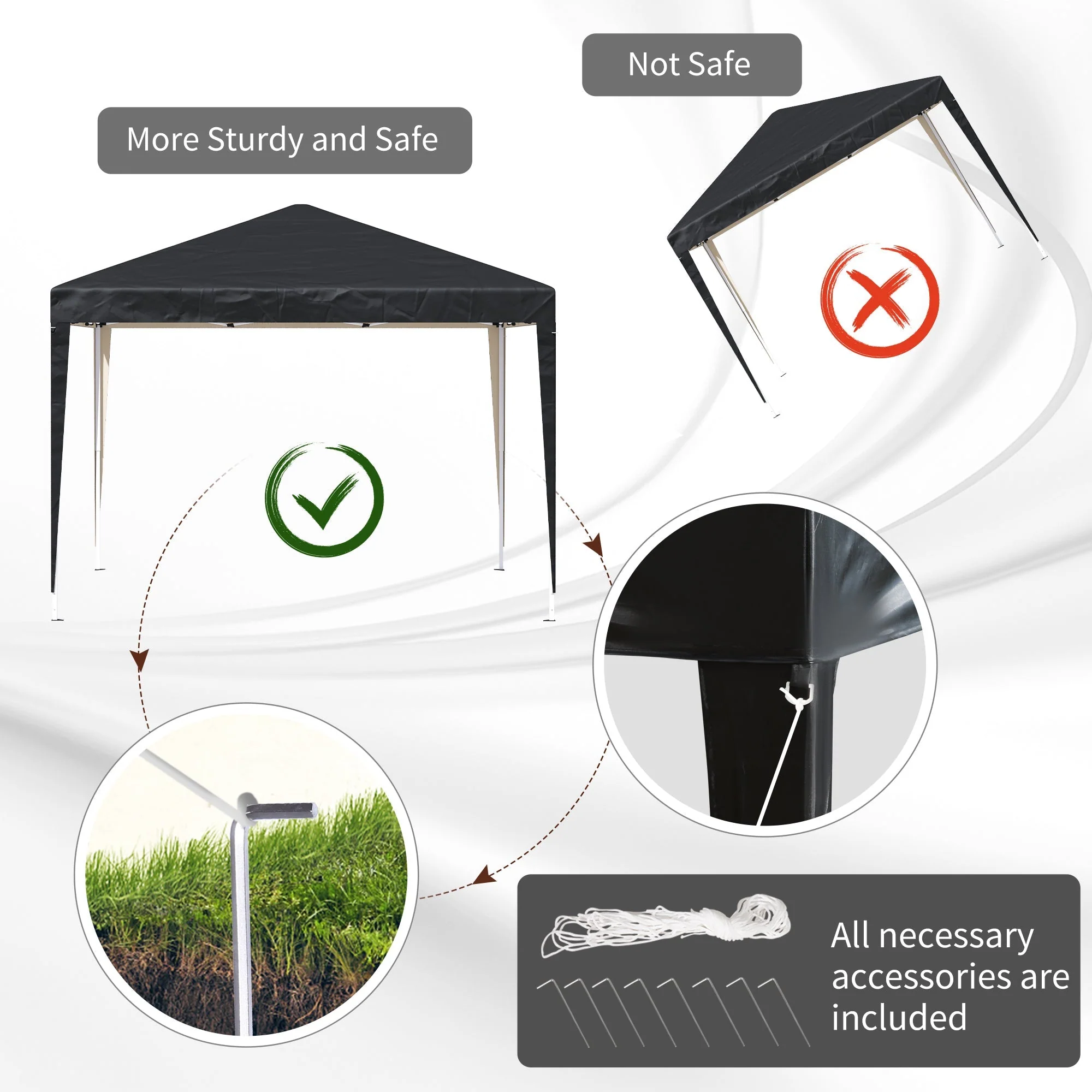Outsunny 3 x 3M Garden Heavy Duty Pop Up Gazebo Marquee Party Tent Folding Wedding Canopy-Black - Image 7