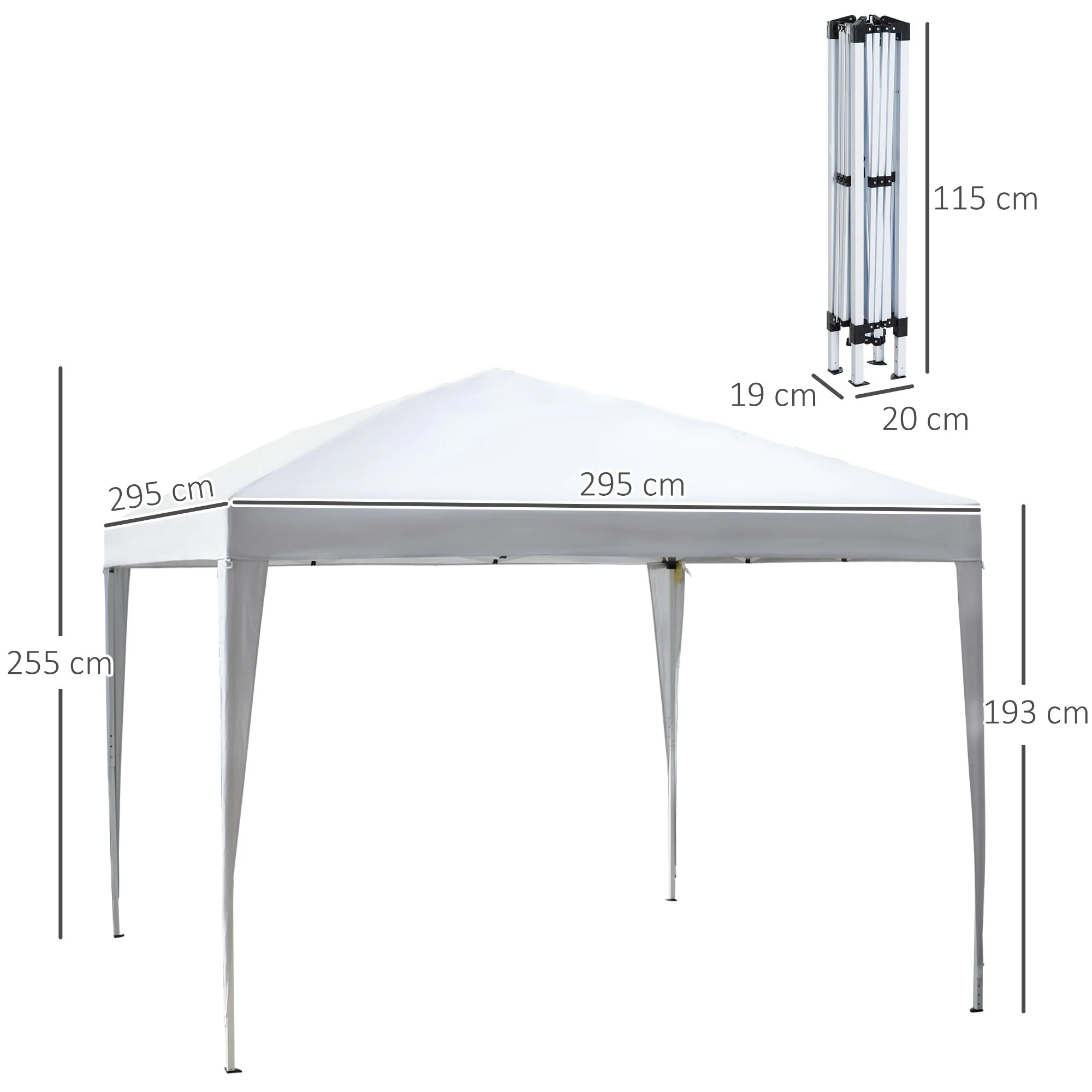 Outsunny 3 X 3M Garden Pop Up Gazebo Height Adjustable Marquee Party Tent Wedding Canopy With Carrying Bag White - Image 3
