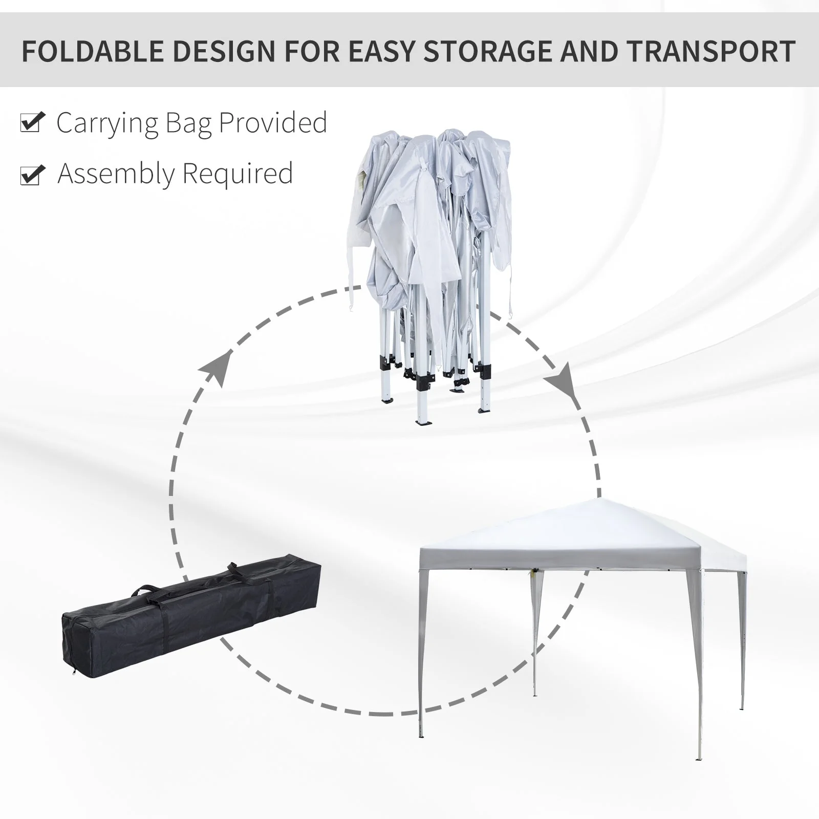 Outsunny 3 X 3M Garden Pop Up Gazebo Height Adjustable Marquee Party Tent Wedding Canopy With Carrying Bag White - Image 5