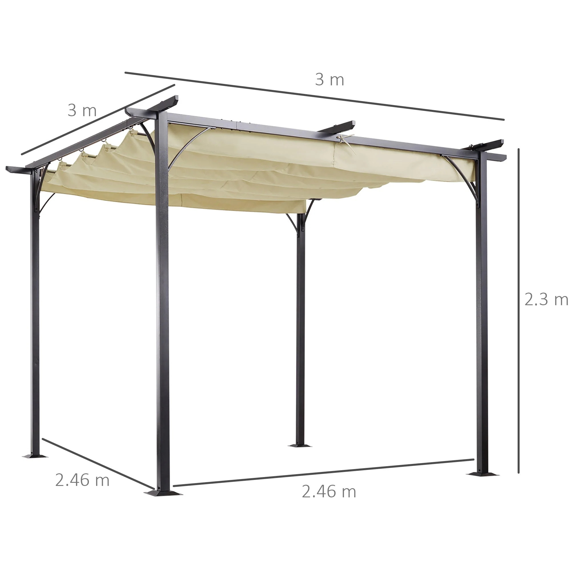 Outsunny 3 X 3M Metal Pergola With Retractable Roof - Image 3