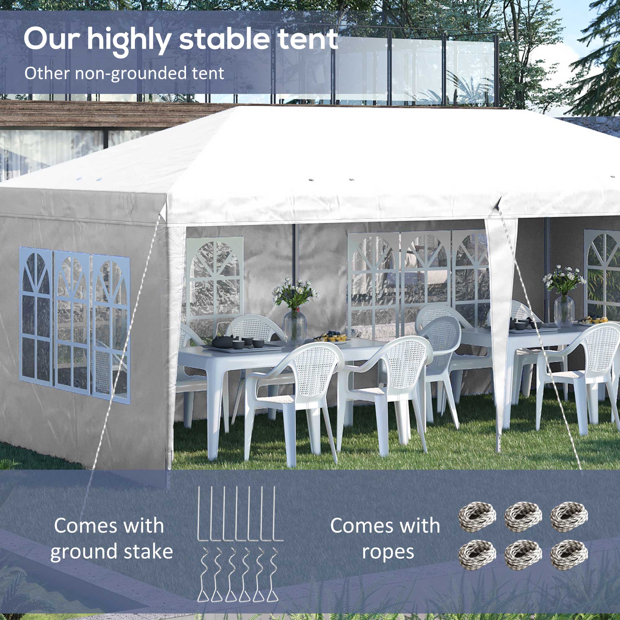 Outsunny 3 x 6M Half-Open Garden Gazebo - Image 4