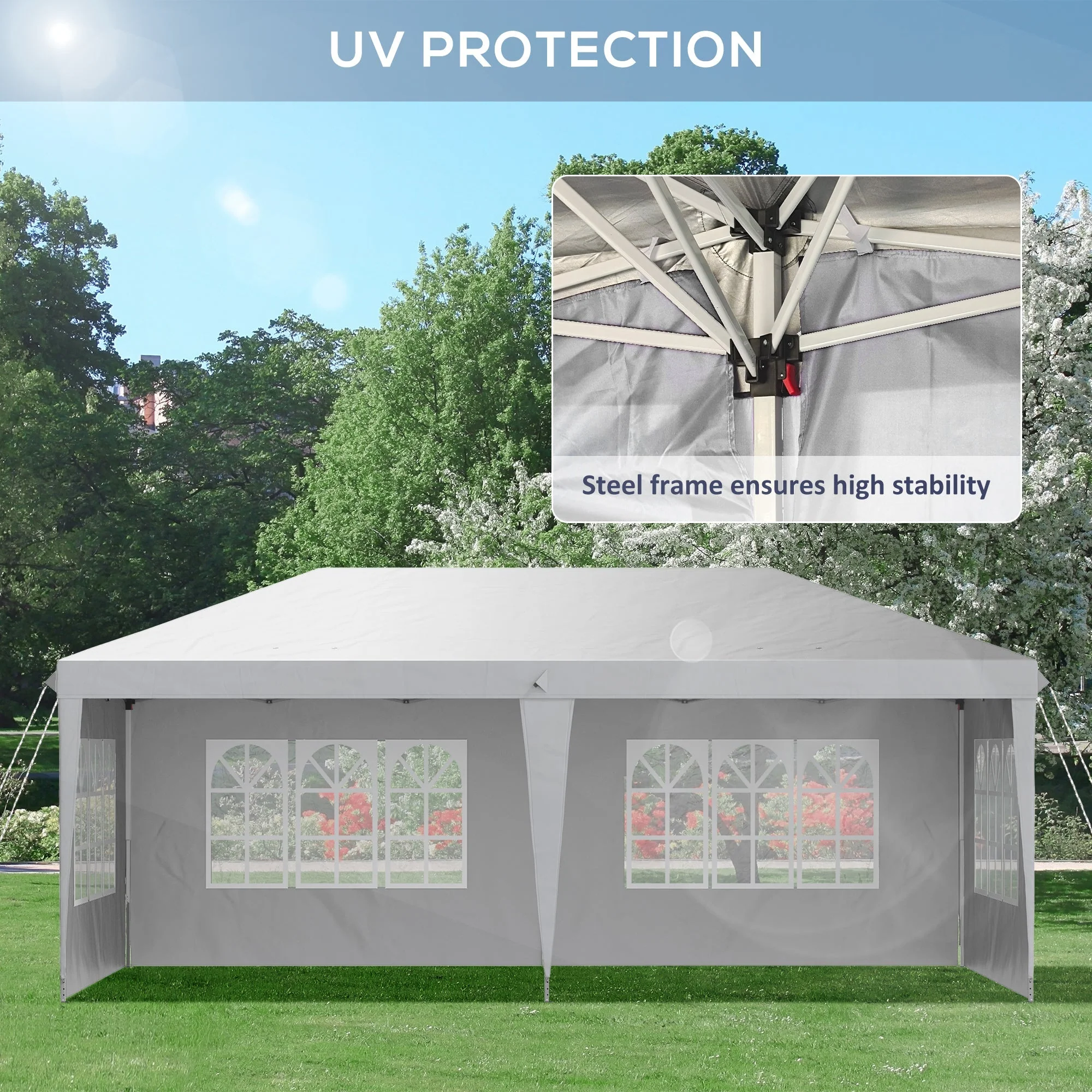 Outsunny 3 x 6M Half-Open Garden Gazebo - Image 6