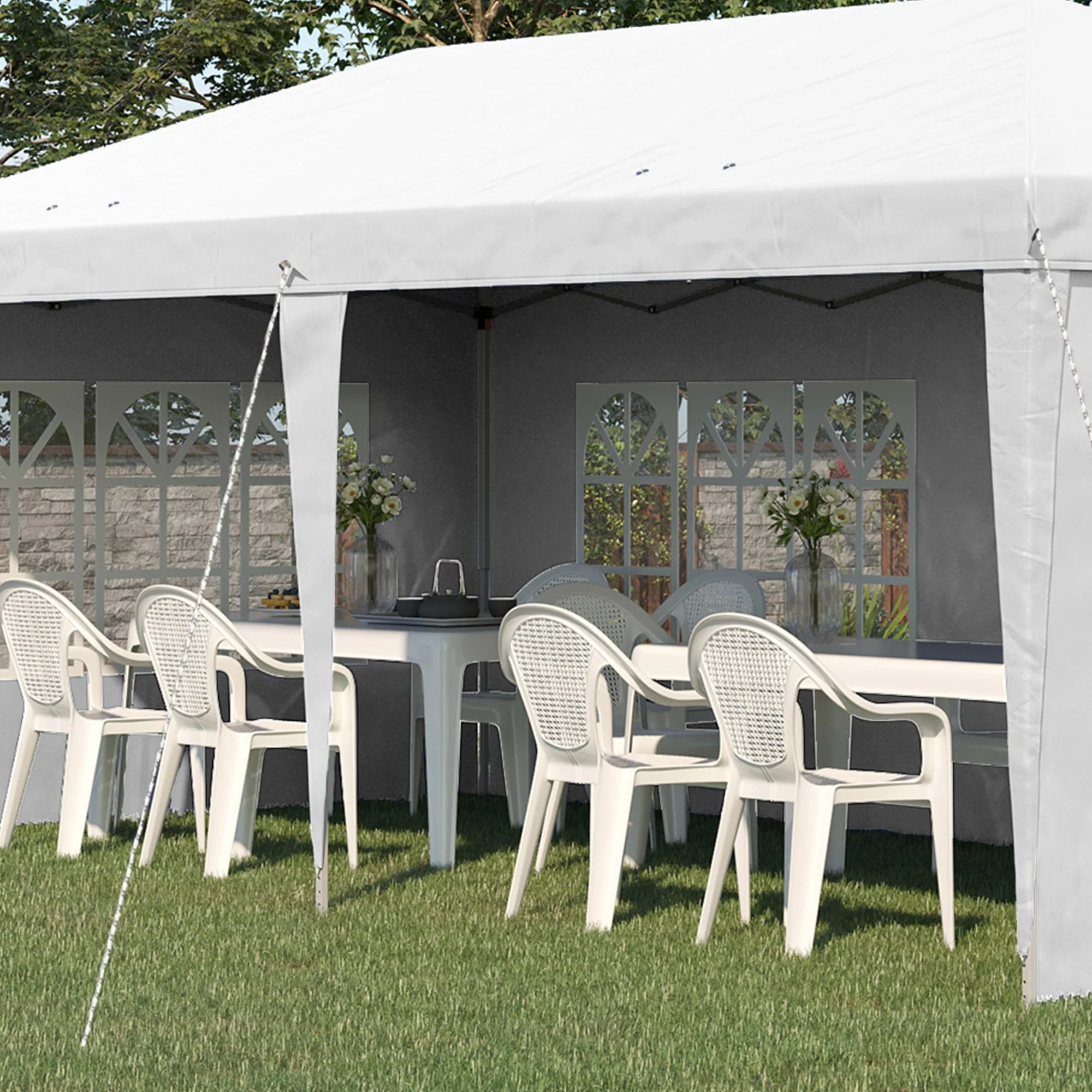Outsunny 3 x 6M Half-Open Garden Gazebo - Image 8
