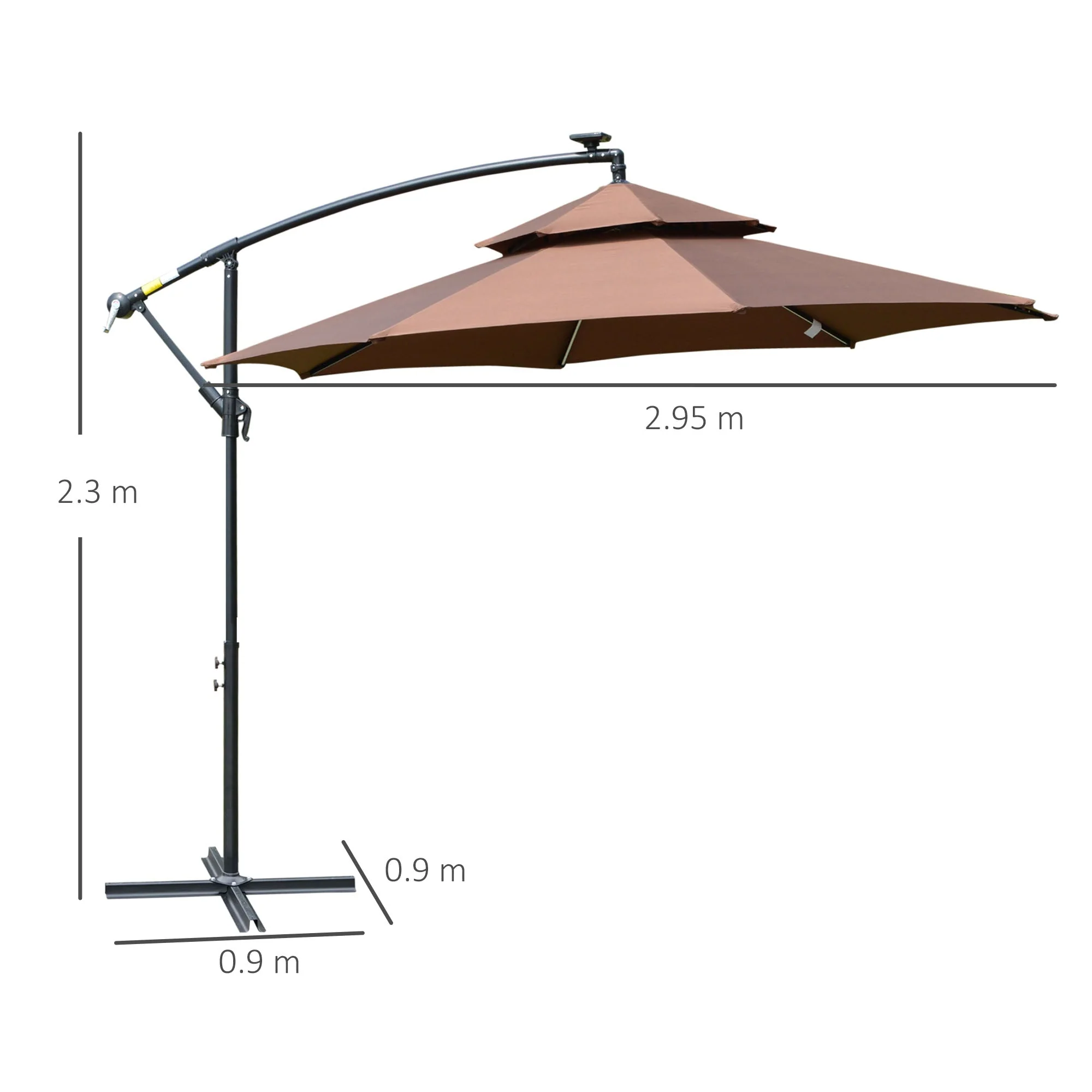 Outsunny 3(M) Cantilever Banana Parasol Hanging Umbrella With Double Roof - Image 3