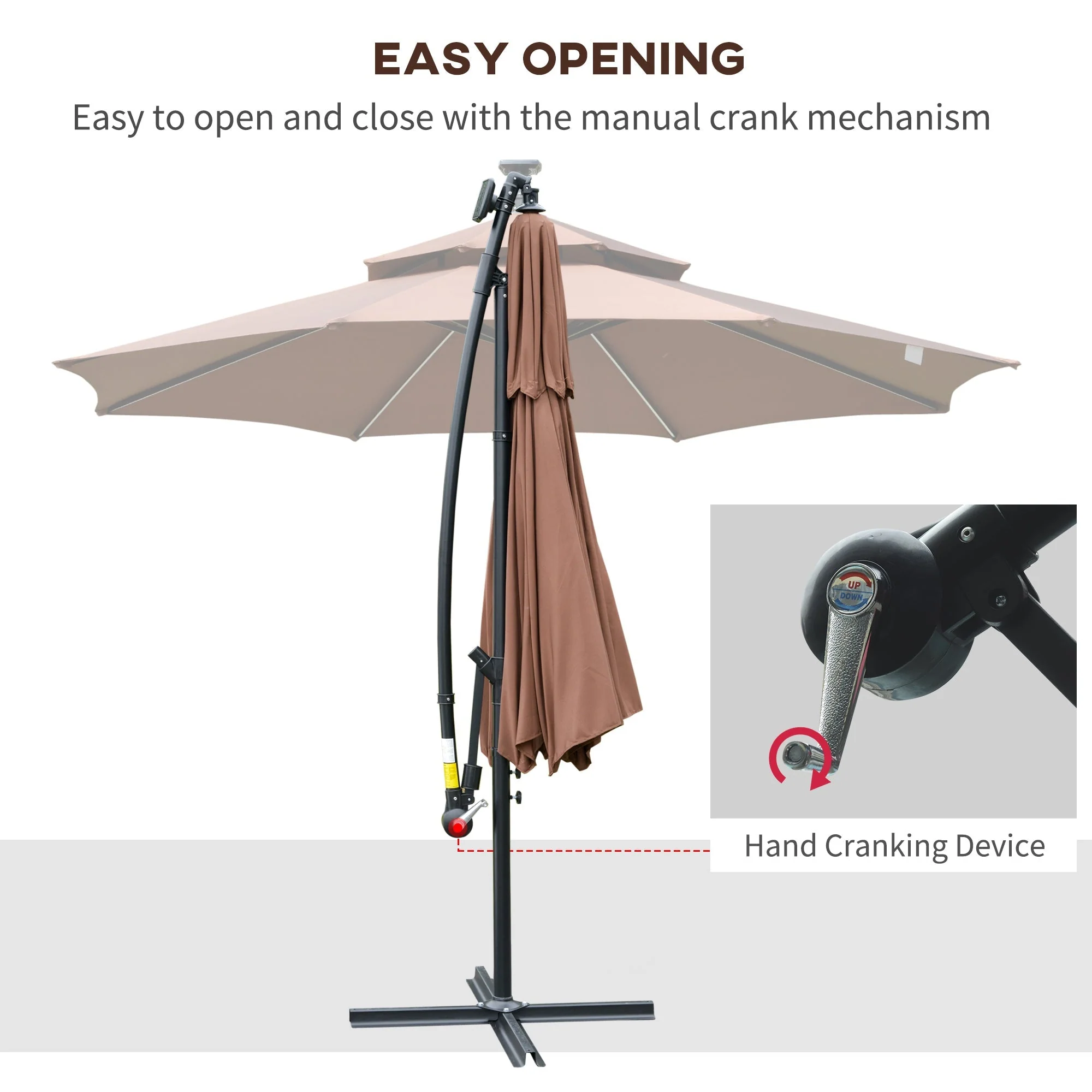 Outsunny 3(M) Cantilever Banana Parasol Hanging Umbrella With Double Roof - Image 5