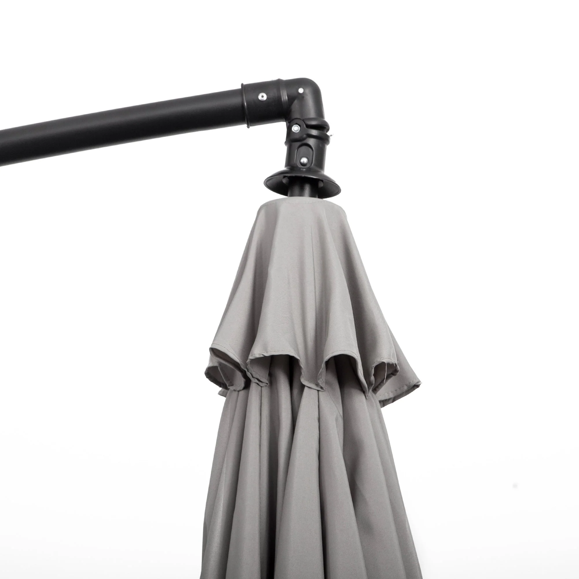 Outsunny 3(M) Cantilever Umbrella 18 Ribs & Vents Adjustable Angle For Patio Light Grey - Image 9