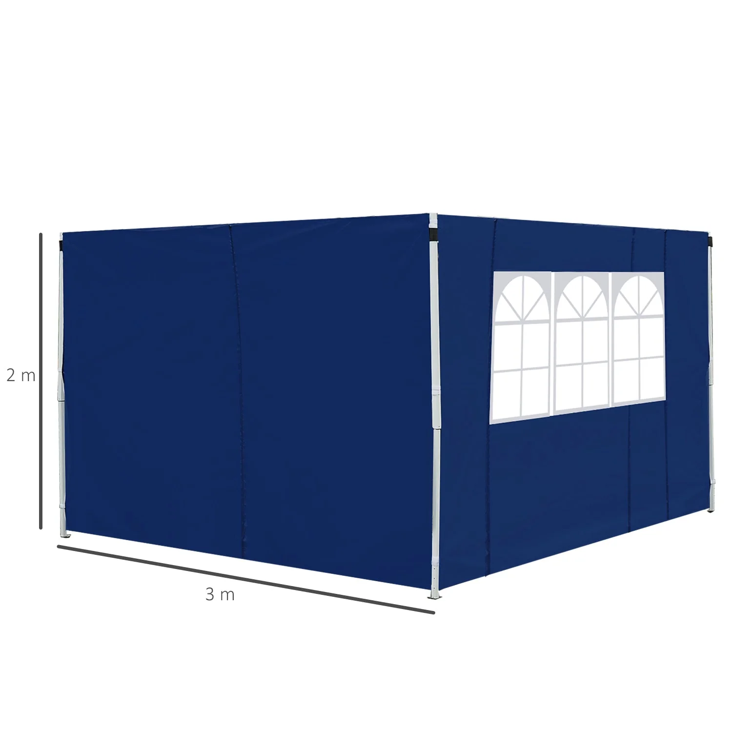 Outsunny 3 x 3M Gazebo Exchangeable Side Panel Panels With Window-Blue - Image 3