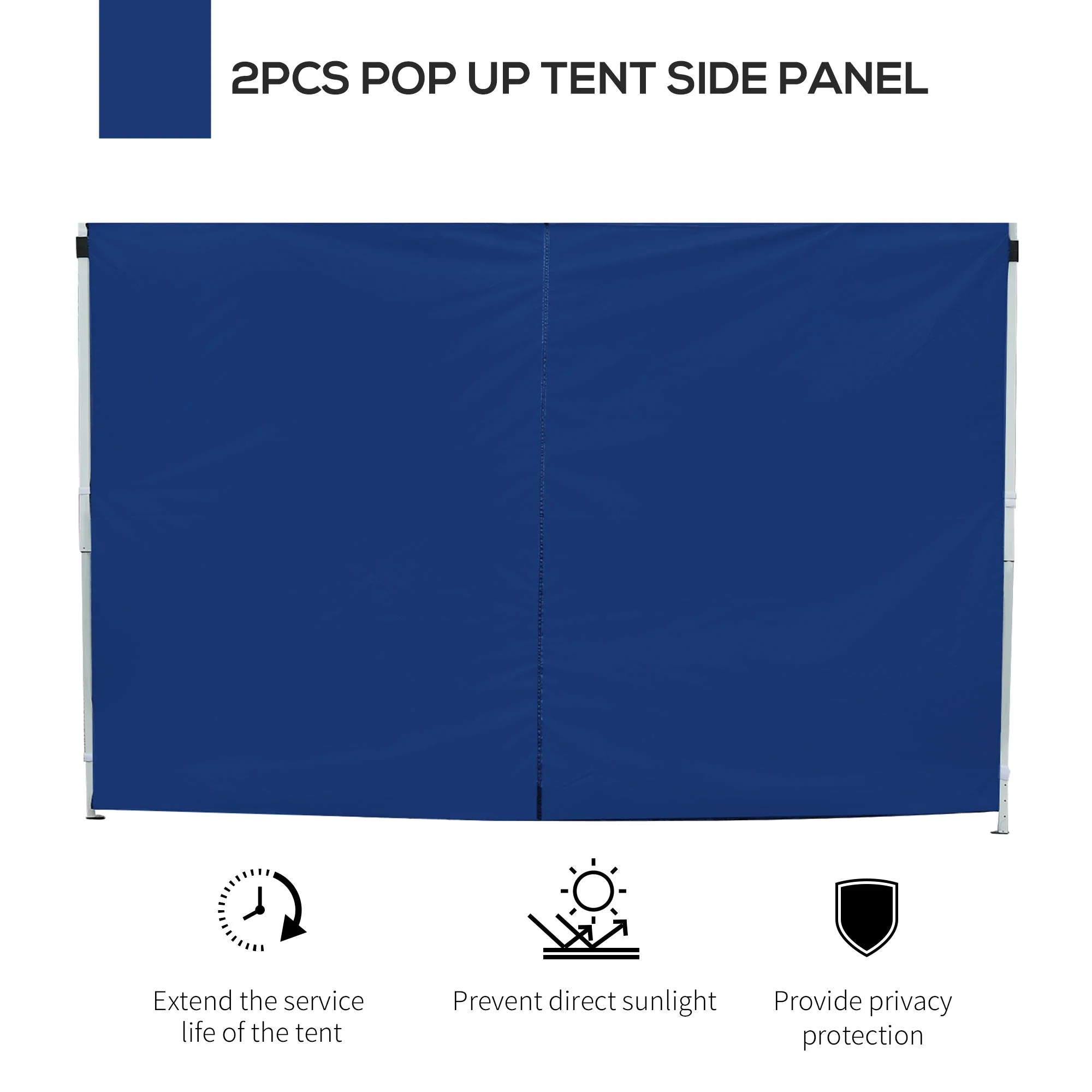 Outsunny 3 x 3M Gazebo Exchangeable Side Panel Panels With Window-Blue - Image 4