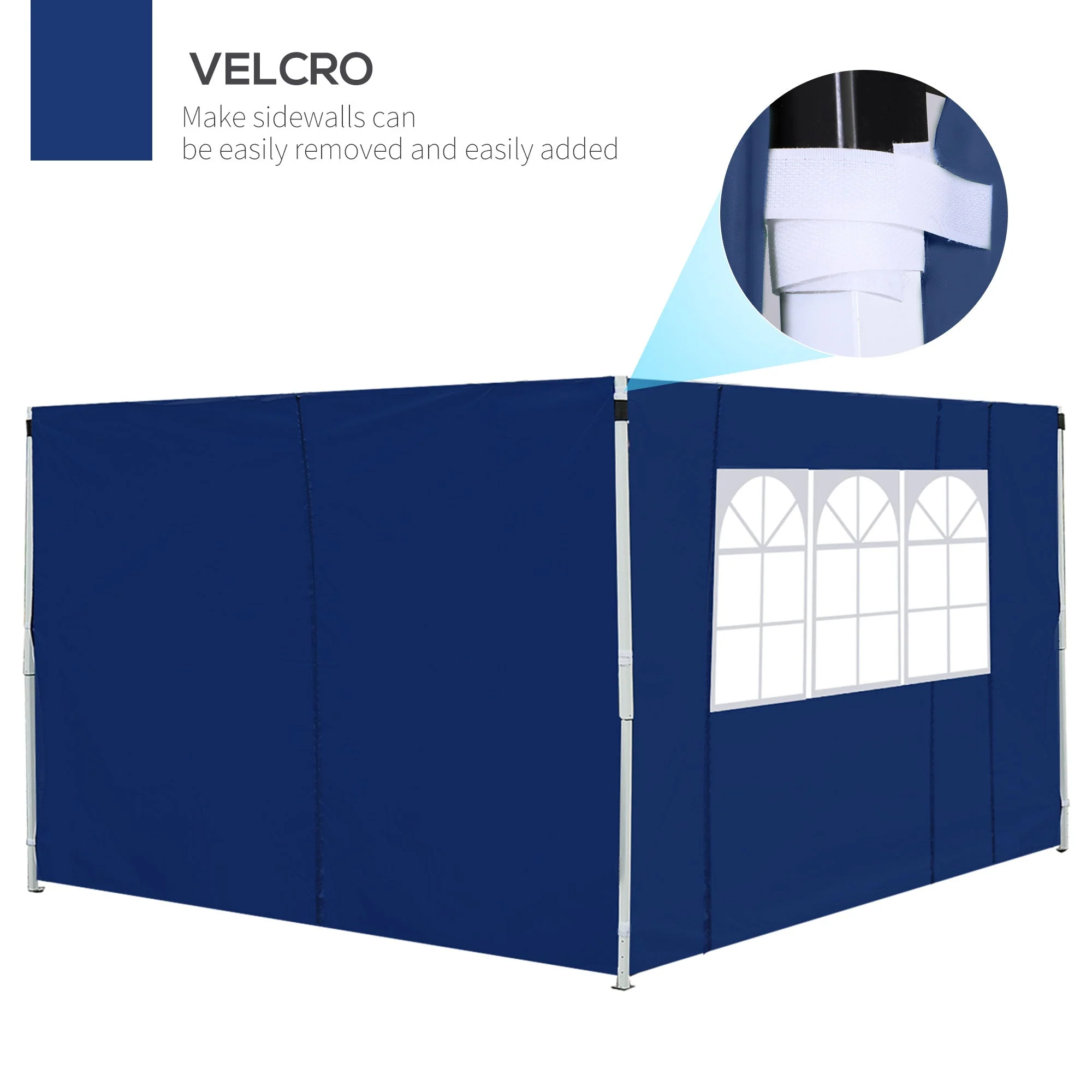 Outsunny 3 x 3M Gazebo Exchangeable Side Panel Panels With Window-Blue - Image 5