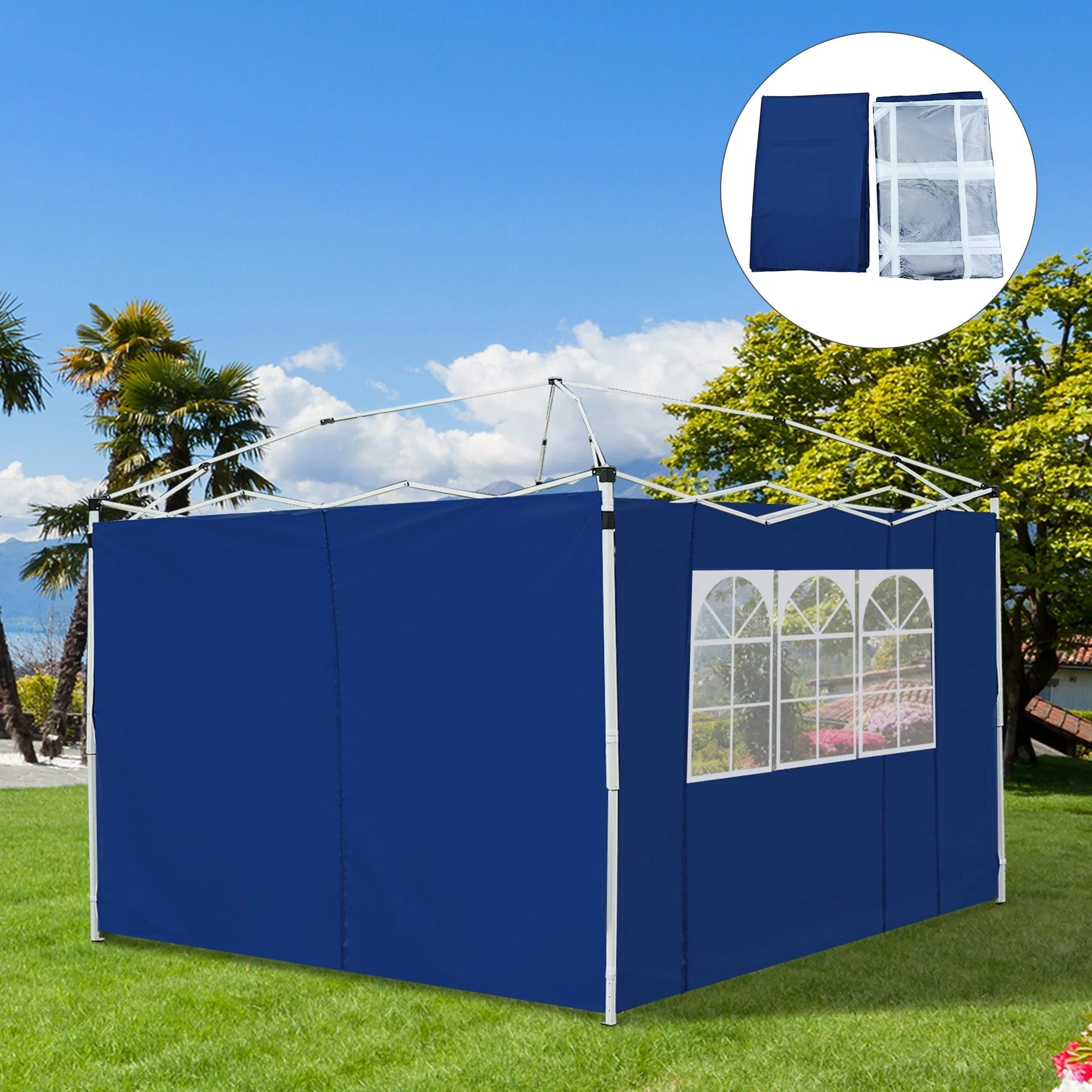 Outsunny 3 x 3M Gazebo Exchangeable Side Panel Panels With Window-Blue - Image 9