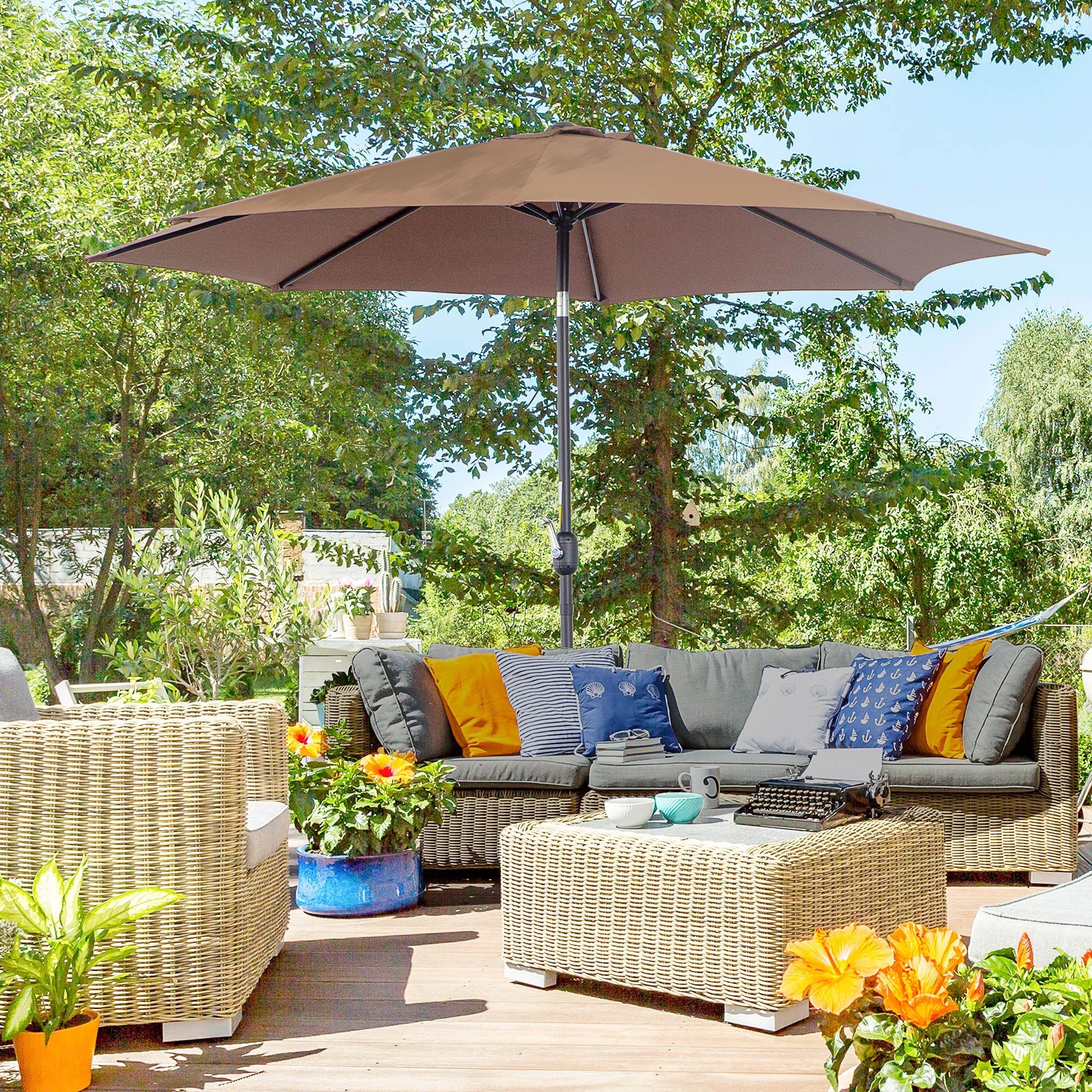 Outsunny 3(M) Tilting Parasol Garden Umbrellas - Image 2