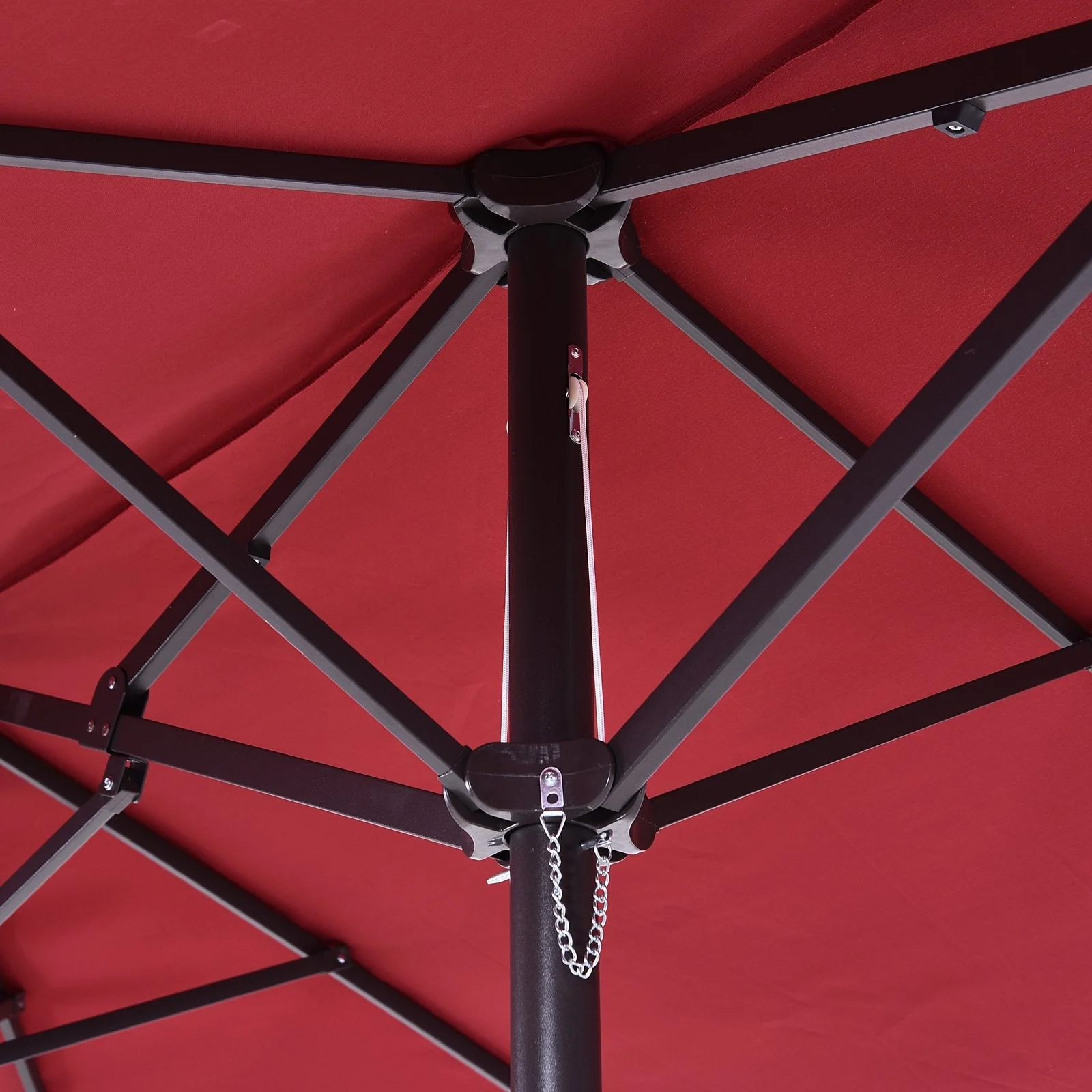 Outsunny 4.6M Double-Sided Patio Parasol Sun Umbrella-Wine Red - Image 8