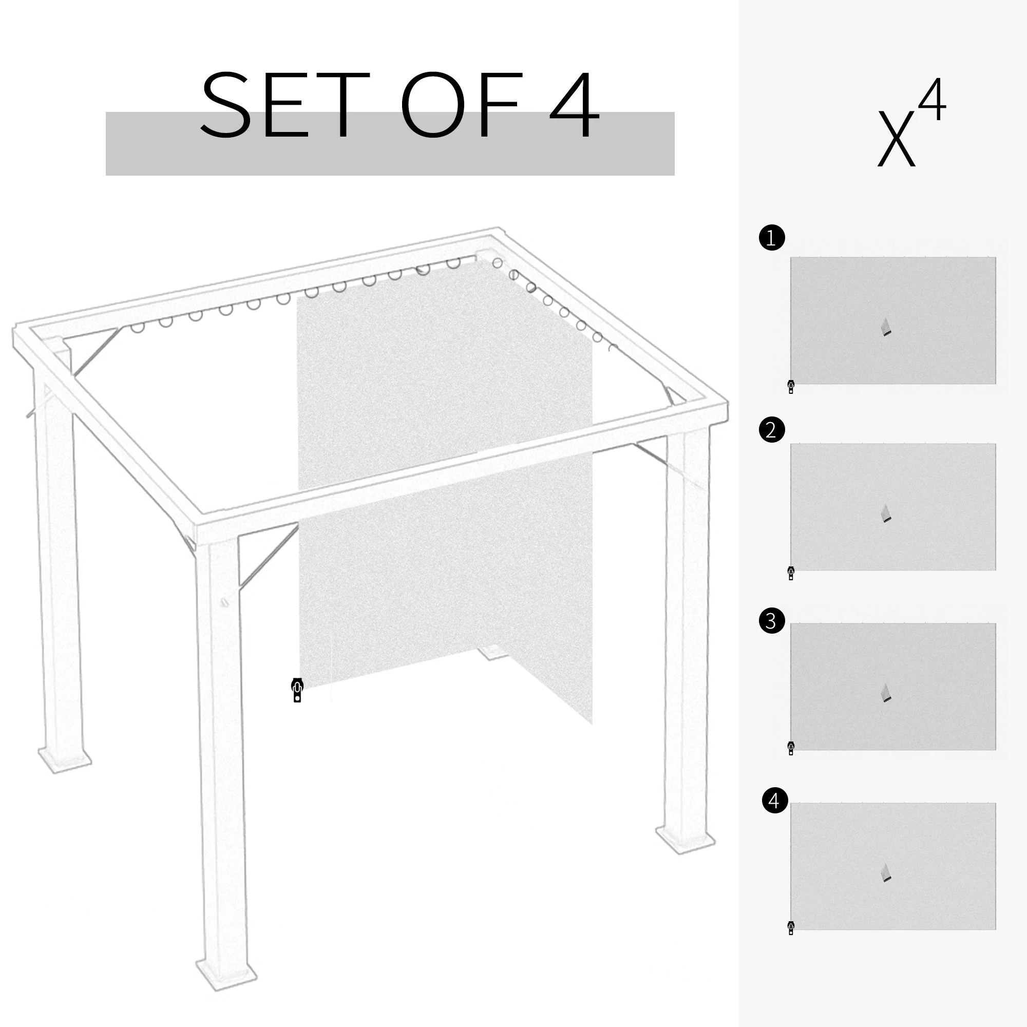 Outsunny 3 X 4M Universal Gazebo Replacement Sidewalls Privacy Panel For Canopy - 4 Pack - Image 7