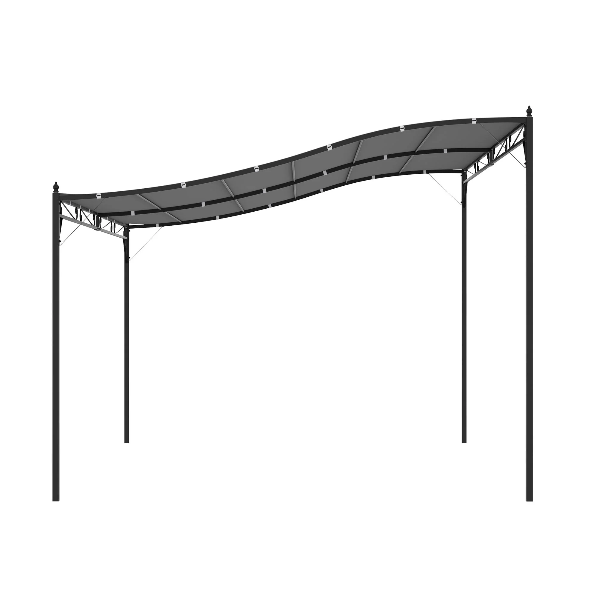 Outsunny 4 X 3M Canopy Metal Wall Gazebo Awning Garden Marquee Shelter Door Porch - Grey - Image 7