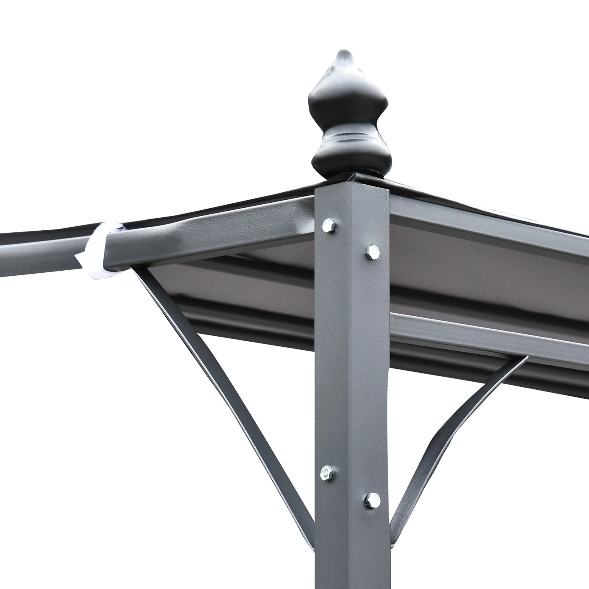 Outsunny 4 X 3M Canopy Metal Wall Gazebo Awning Garden Marquee Shelter Door Porch - Grey - Image 8