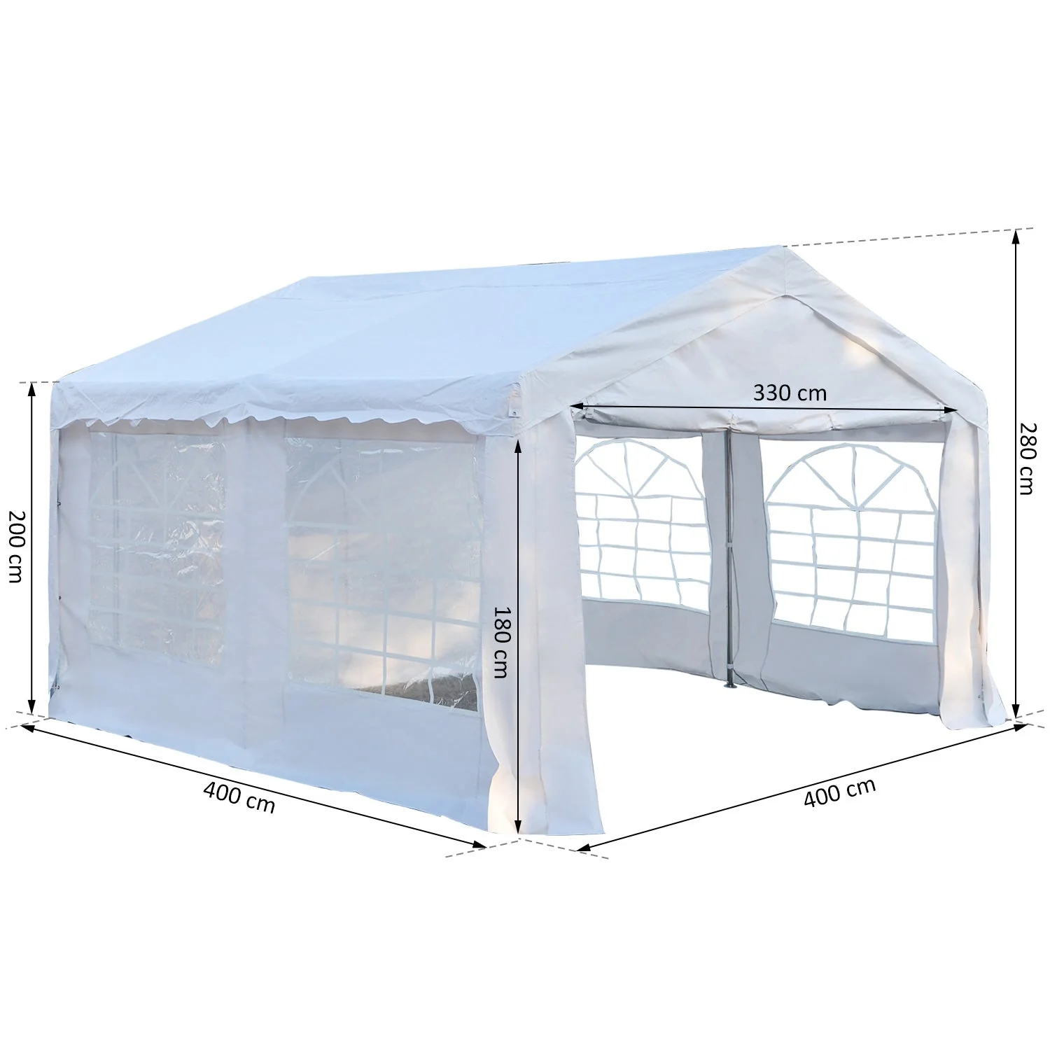 Outsunny 4 X 4 M Garden Gazebo Portable Carport Shelter With Removable Sidewalls & Doors Party Tent Shelter Car Canopy - Image 3