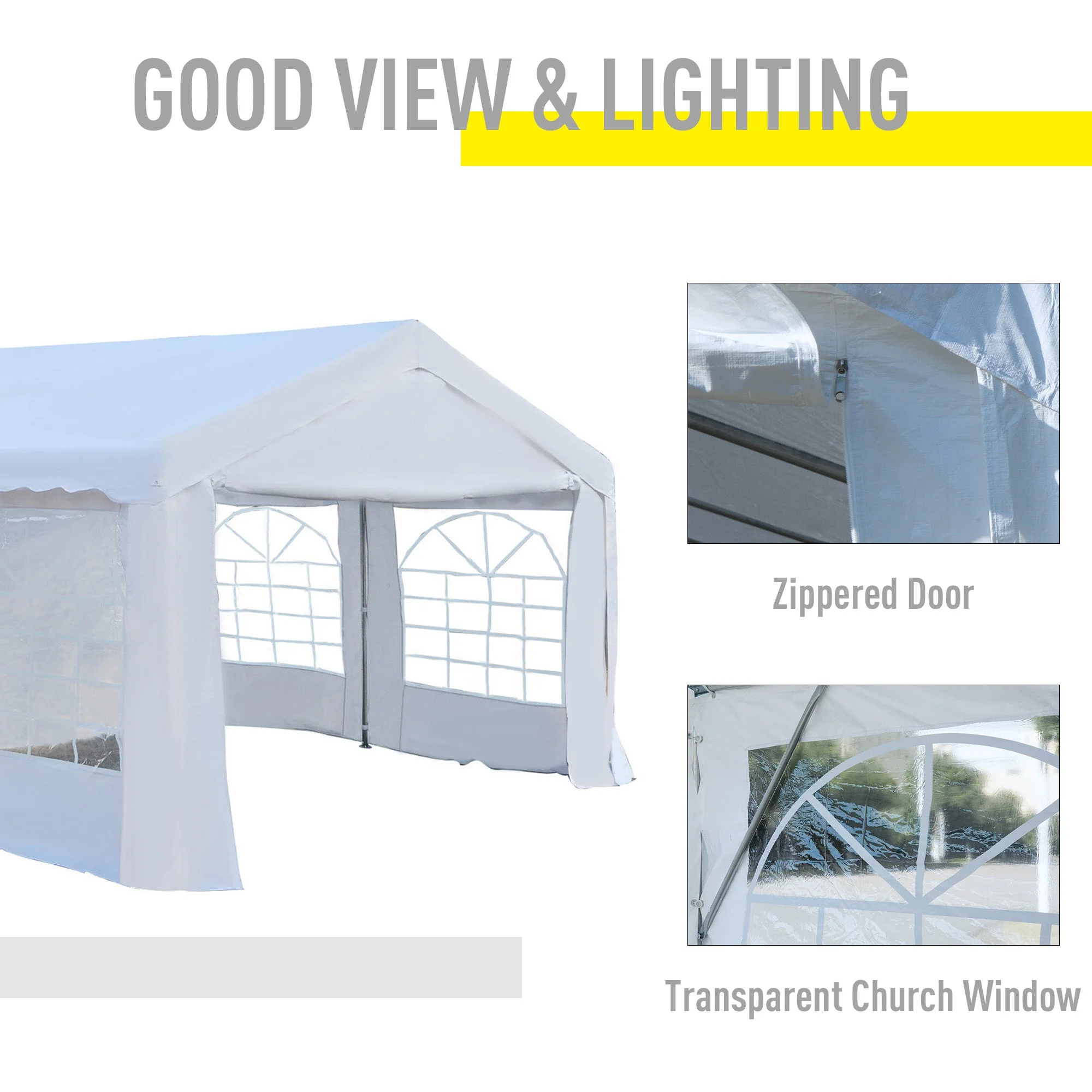 Outsunny 4 X 4 M Garden Gazebo Portable Carport Shelter With Removable Sidewalls & Doors Party Tent Shelter Car Canopy - Image 6