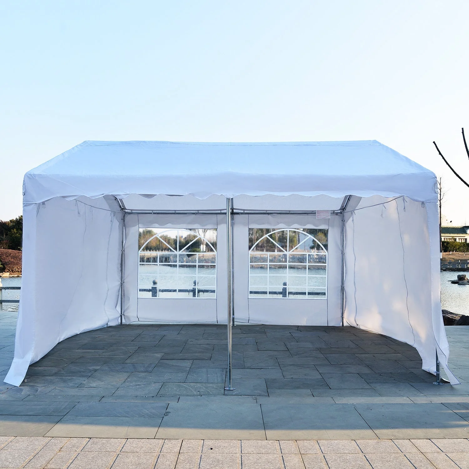 Outsunny 4 X 4 M Garden Gazebo Portable Carport Shelter With Removable Sidewalls & Doors Party Tent Shelter Car Canopy - Image 8