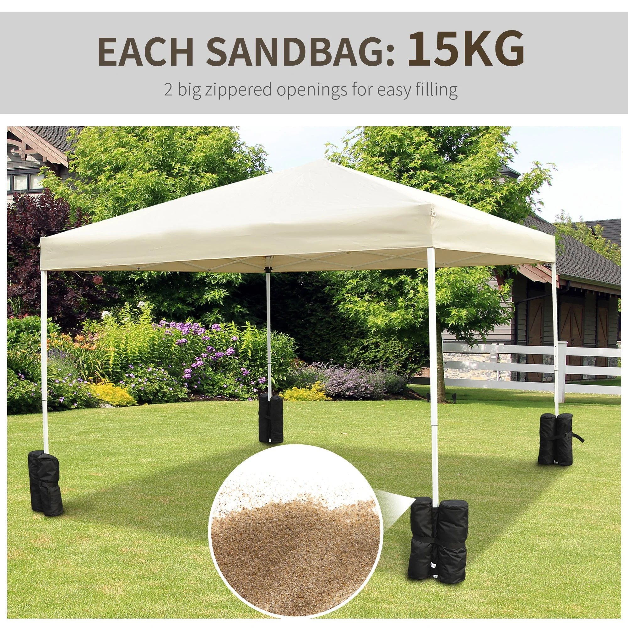 Outsunny Gazebo Weight Sand Bags Leg Weights Marquee Tent Canopy Base - 4 Pack - Image 4