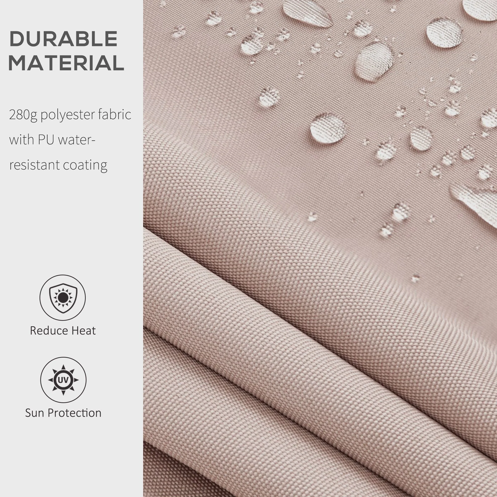 Outsunny 4X2.5M Manual Awning Window Door Sun Weather Shade With Handle Beige - Image 6