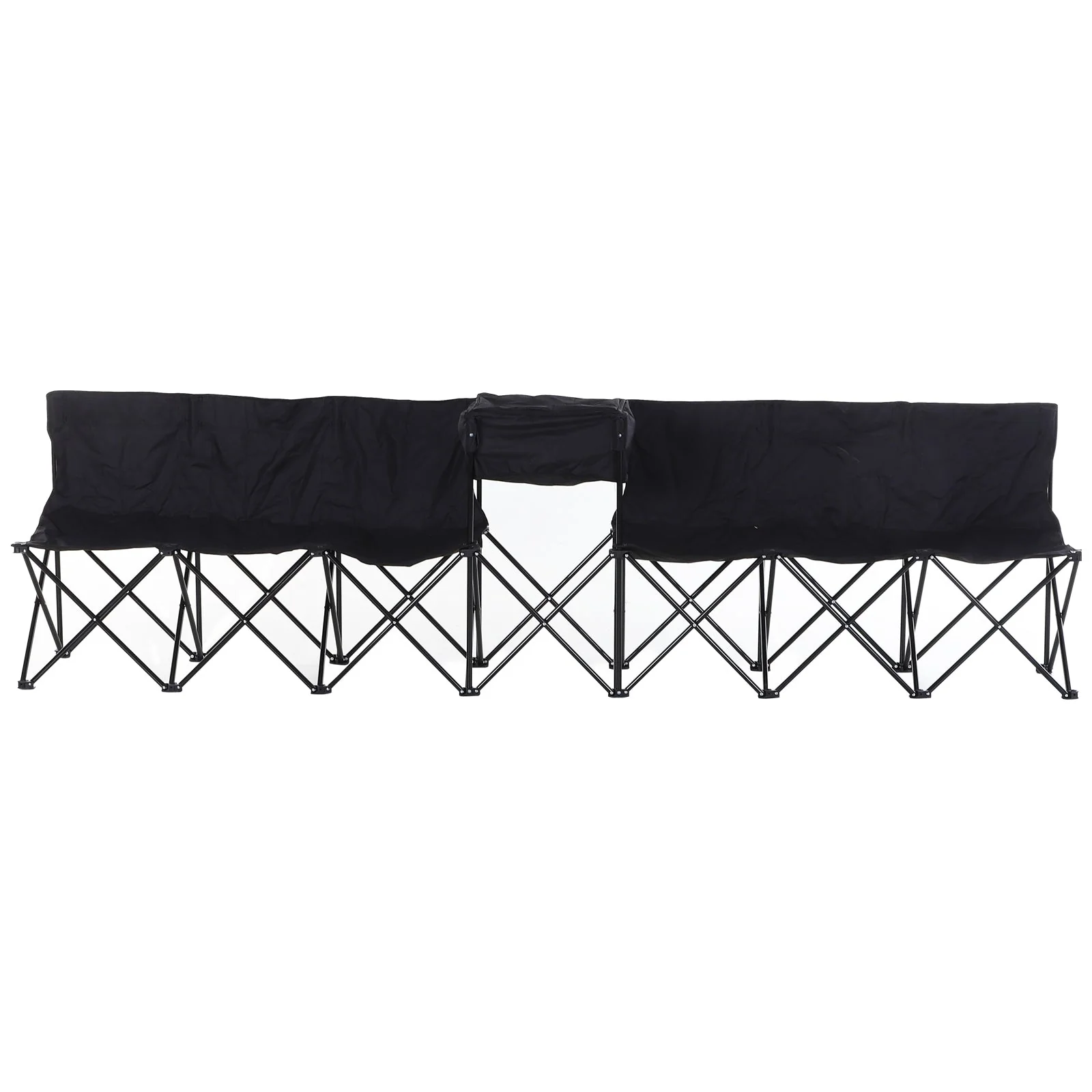Outsunny 6-Seater Folding Steel Camping Bench With Cooler Bag Black - Image 9