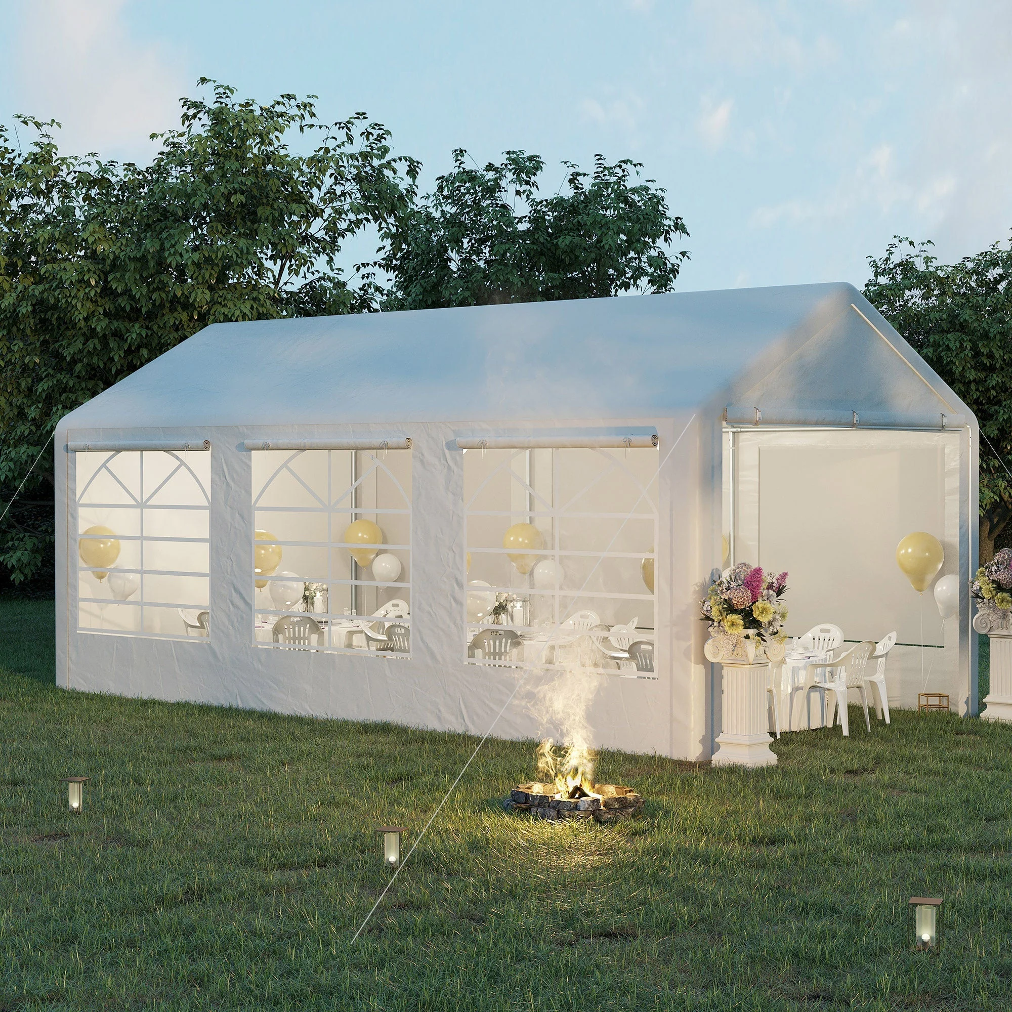 Outsunny 6 x 3(m) Garden Gazebo Marquee Party Tent Wedding Portable Garage Carport shelter Car Canopy Outdoor Heavy Duty Steel Frame Waterproof Rot Resistant - Image 2
