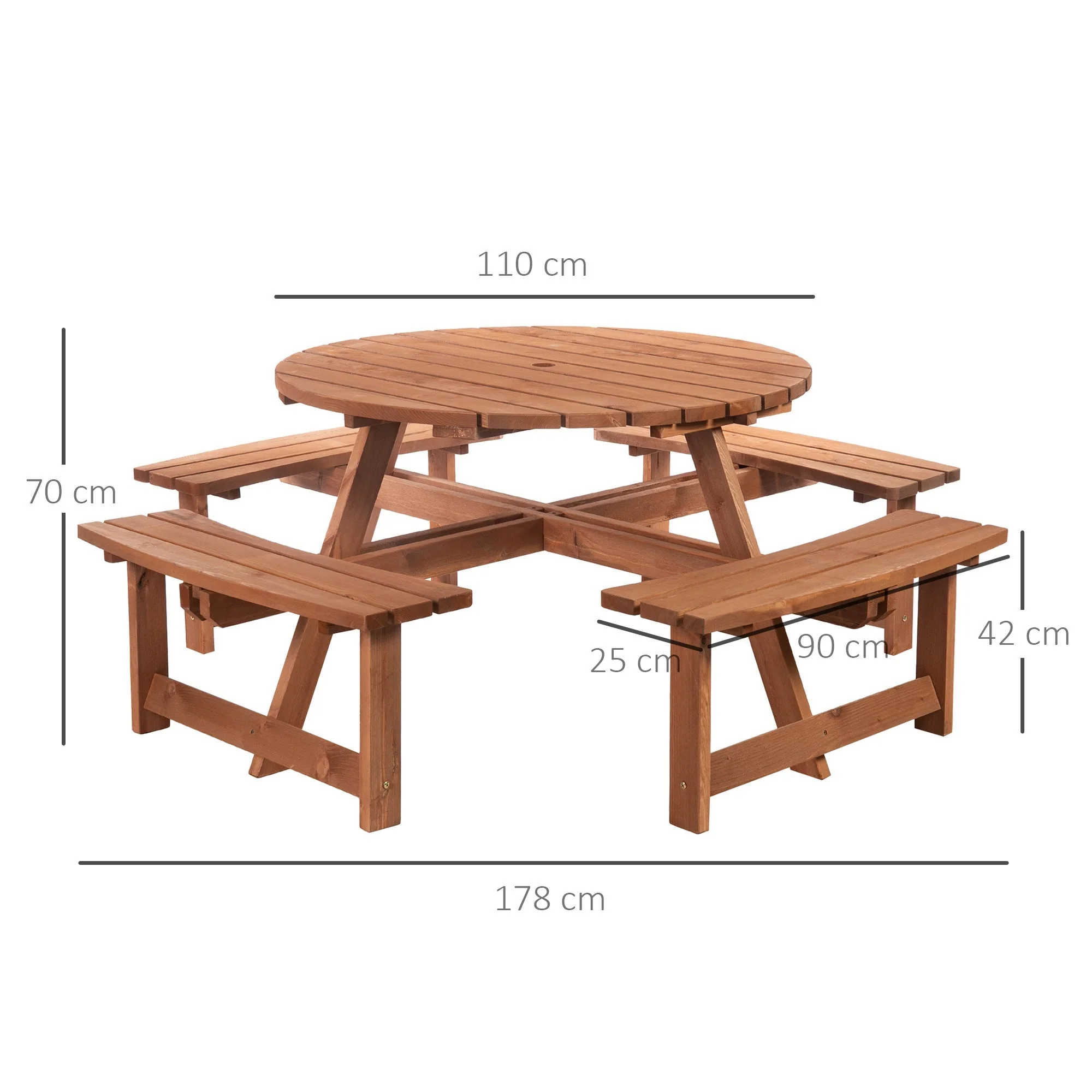 Outsunny 8-Seater Wooden Picnic Set-Fir Wood - Image 3