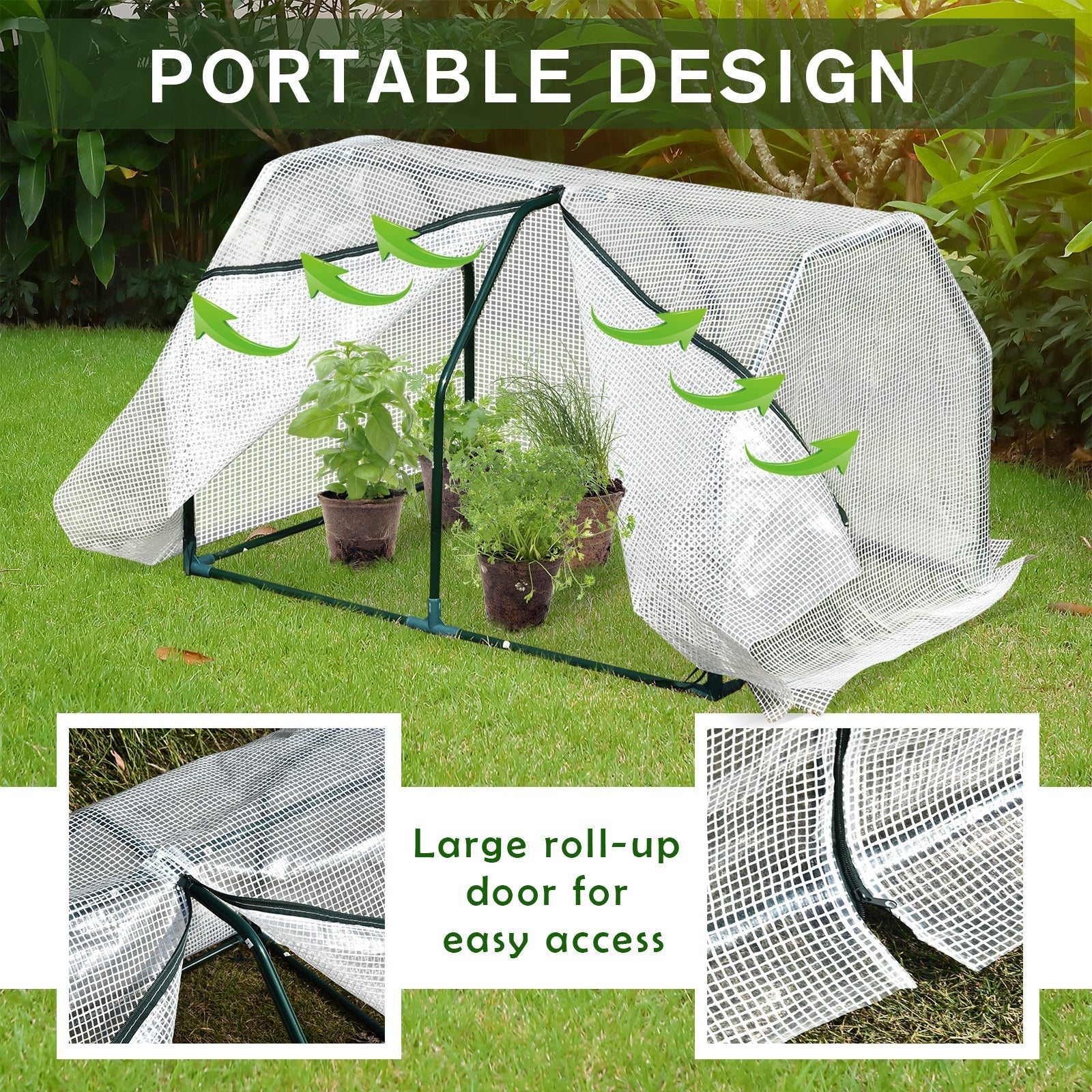Outsunny 99X71X60cm Mini Pvc Cover Steel Frame Greenhouse White - Image 6