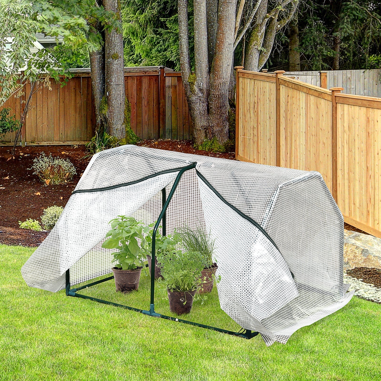Outsunny 99X71X60cm Mini Pvc Cover Steel Frame Greenhouse White - Image 9
