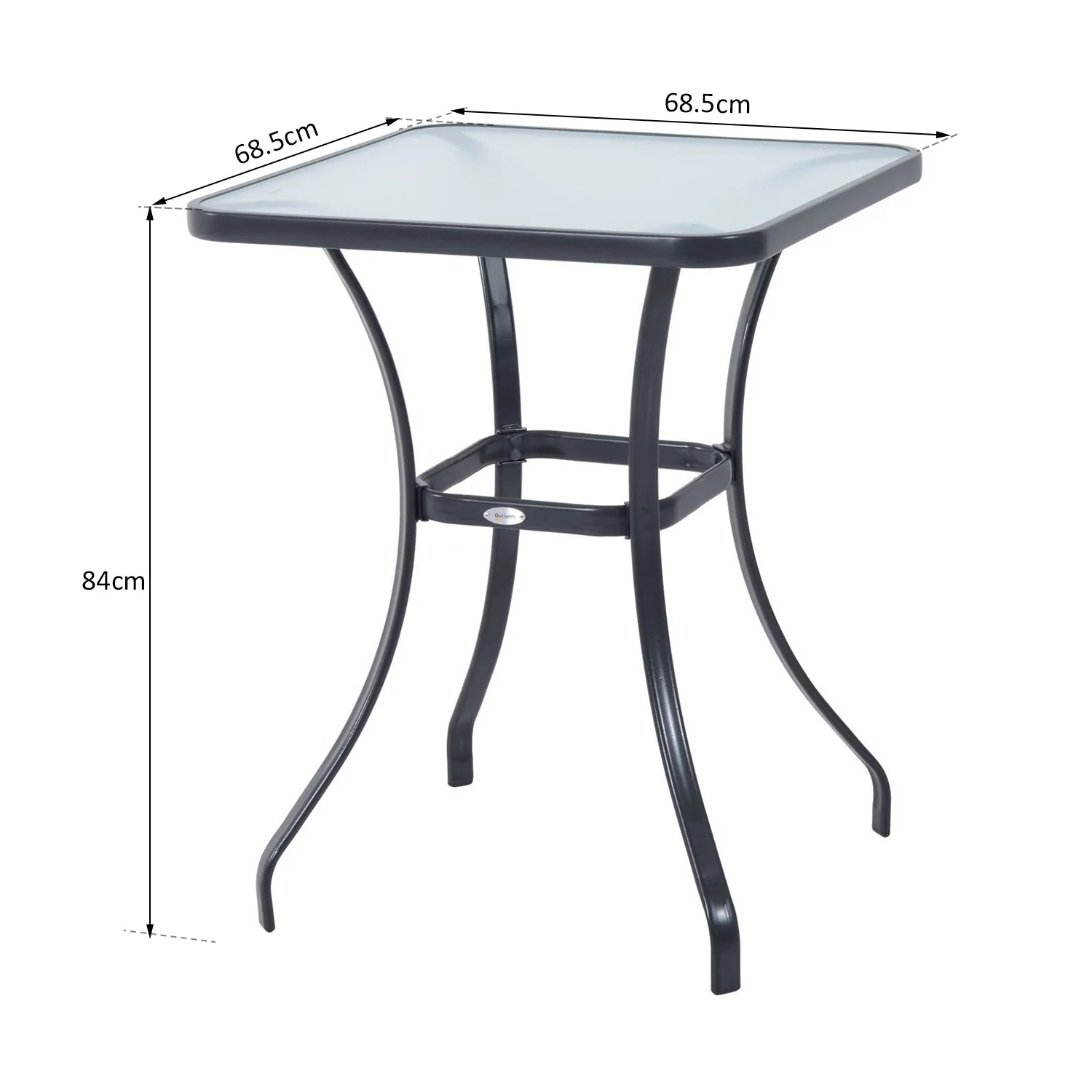 Outsunny Bar Table Bistro Square Glass Dining Kitchen Breakfast Pub Party Metal Garden Caf Coffee Table Patio - Image 3