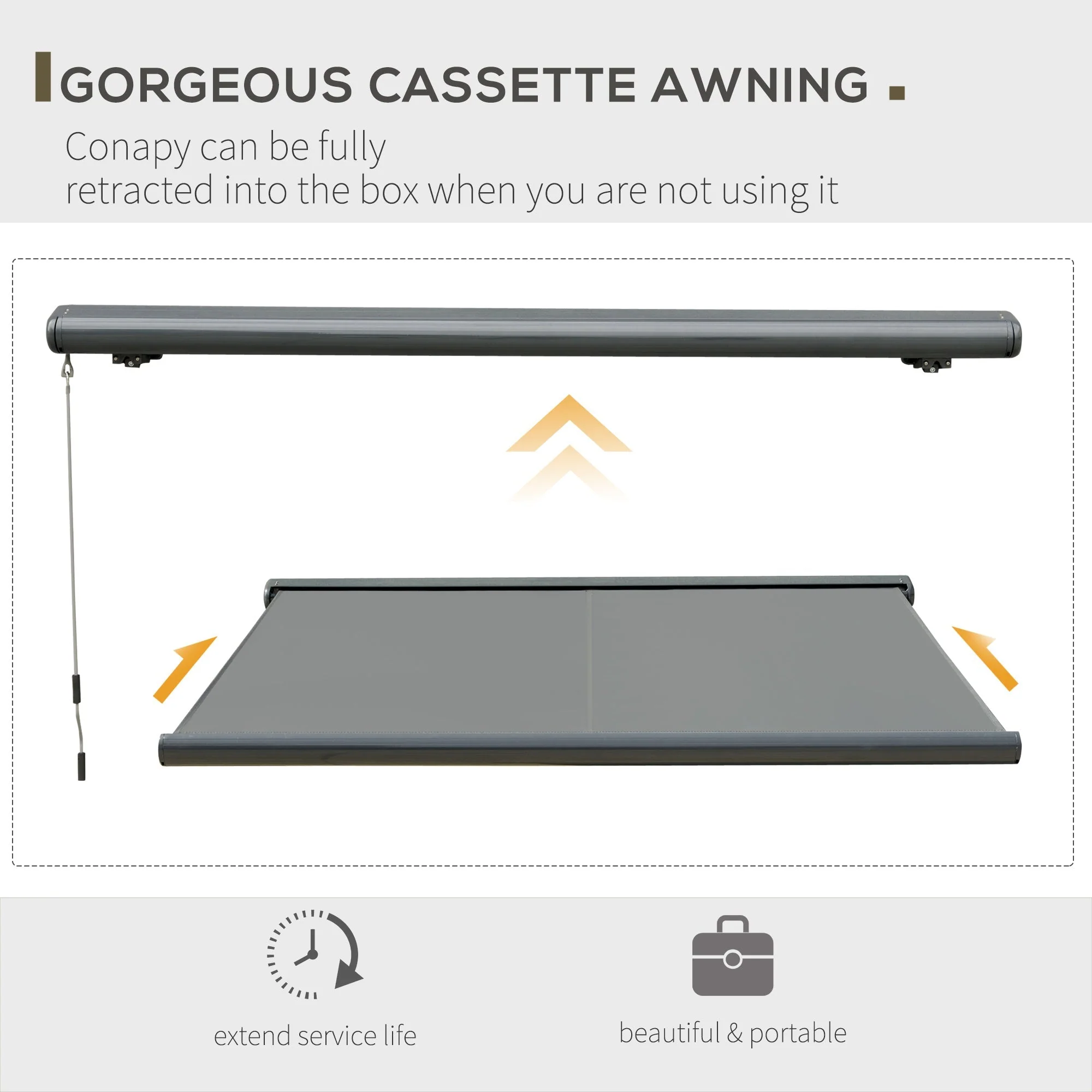 Outsunny Cassette Electric Manual Awning Door Window Retractable Canopy w/ R/C & LED 300W x 0-250D cm - Image 5