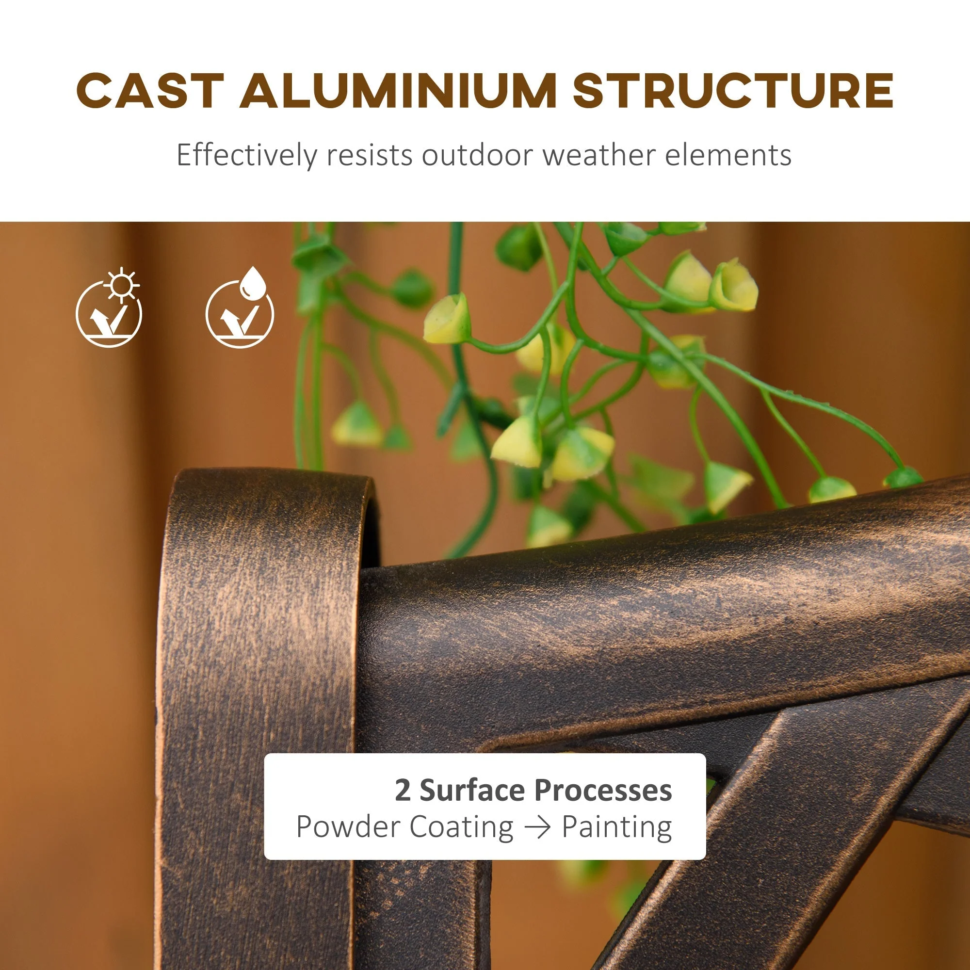 Outsunny Cast Aluminium Outdoor Garden Bench 2 Seater Antique Patio Loveseat - Image 4