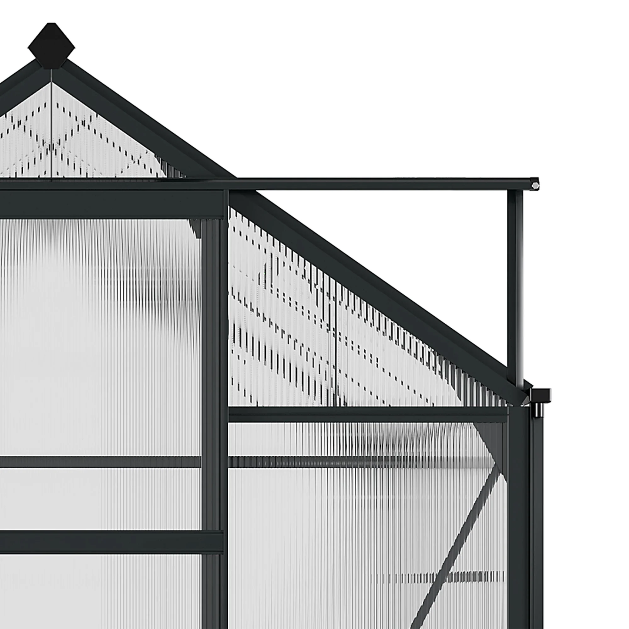 Outsunny Clear Polycarbonate Greenhouse Large Walk-In Green House Garden Plants Grow Galvanized Base Aluminium Frame With Slide Door - Image 9