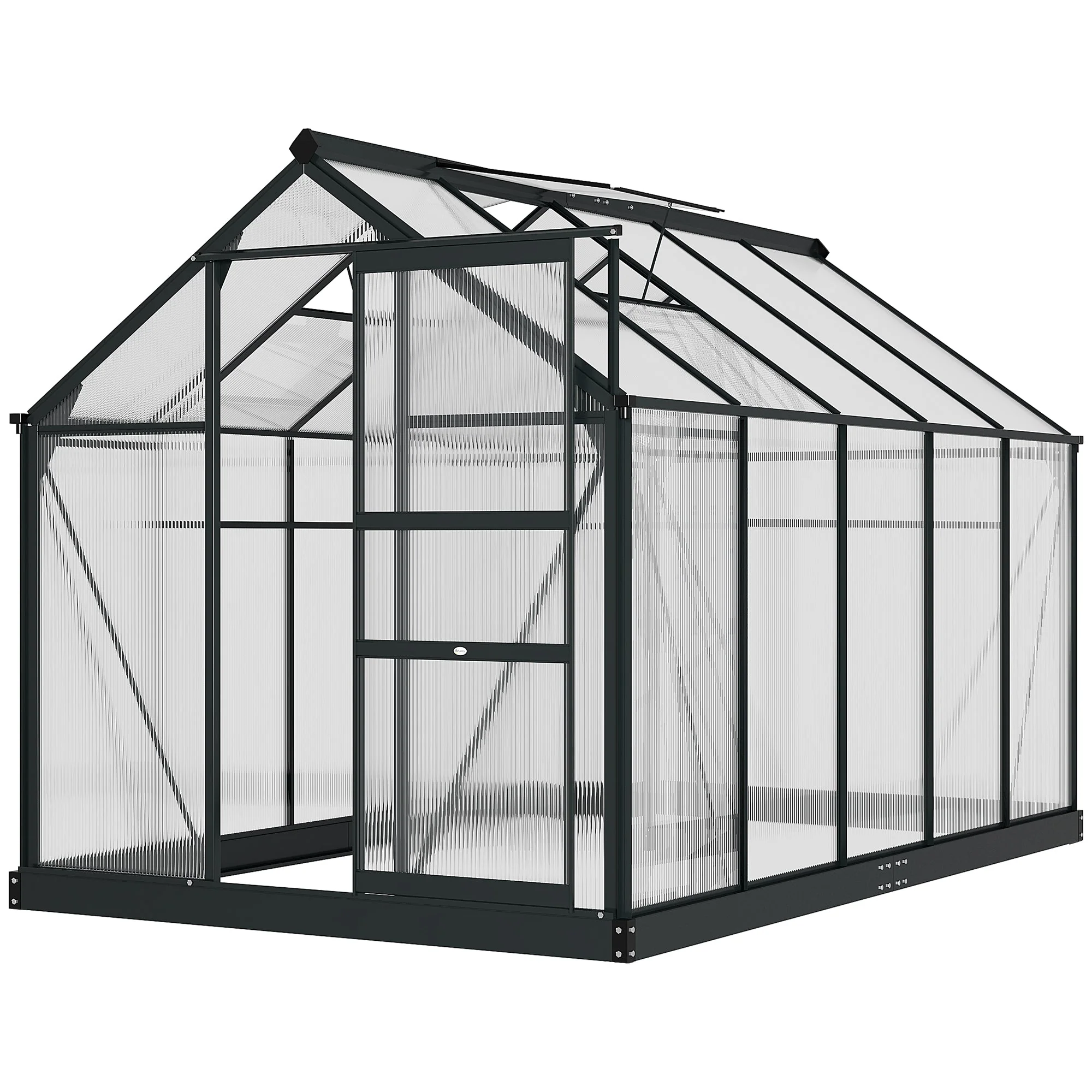Outsunny Clear Polycarbonate Greenhouse Large Walk-In Green House Garden Plants Grow Galvanized Base Aluminium Frame With Slide Door - Image 8
