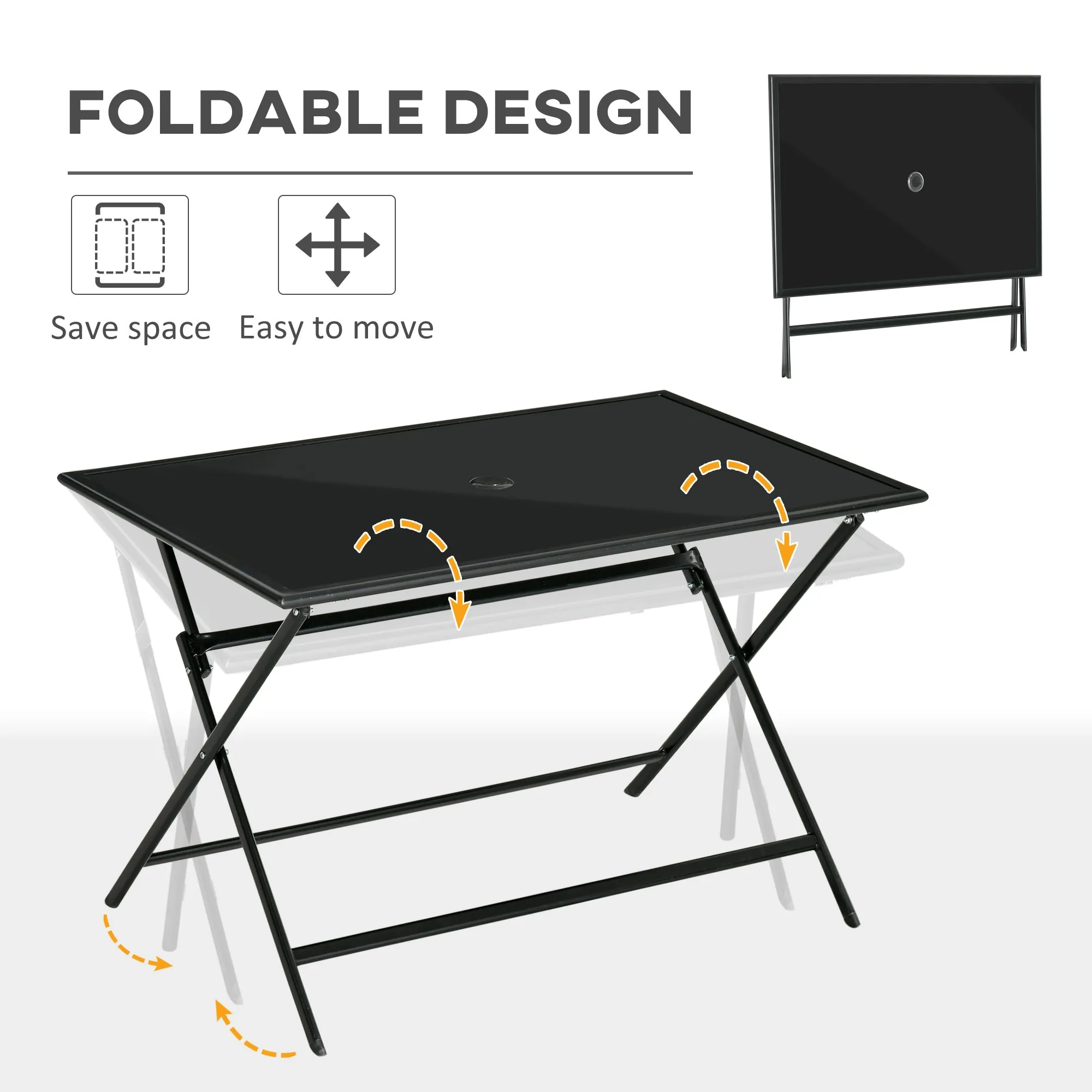 Outsunny Folding Outdoor Dining Table For 6 - Image 5