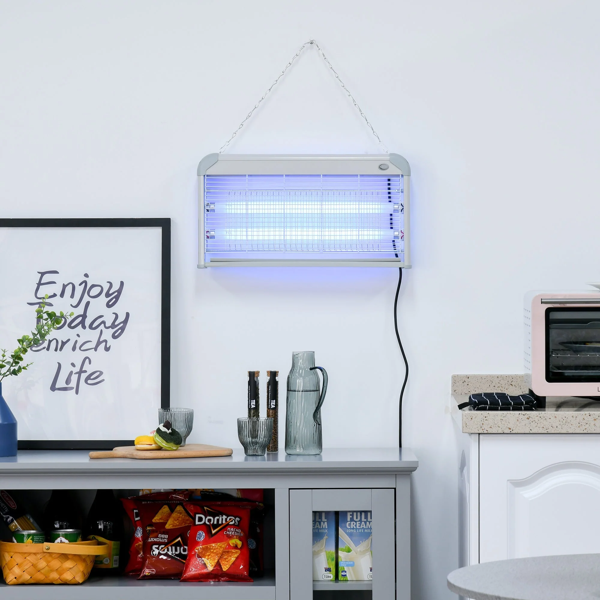 Outsunny Free Standing Wall Hanging 30W Electric Fly Mosquito Killer 60? Coverage Electric Fly Zapper - Image 2