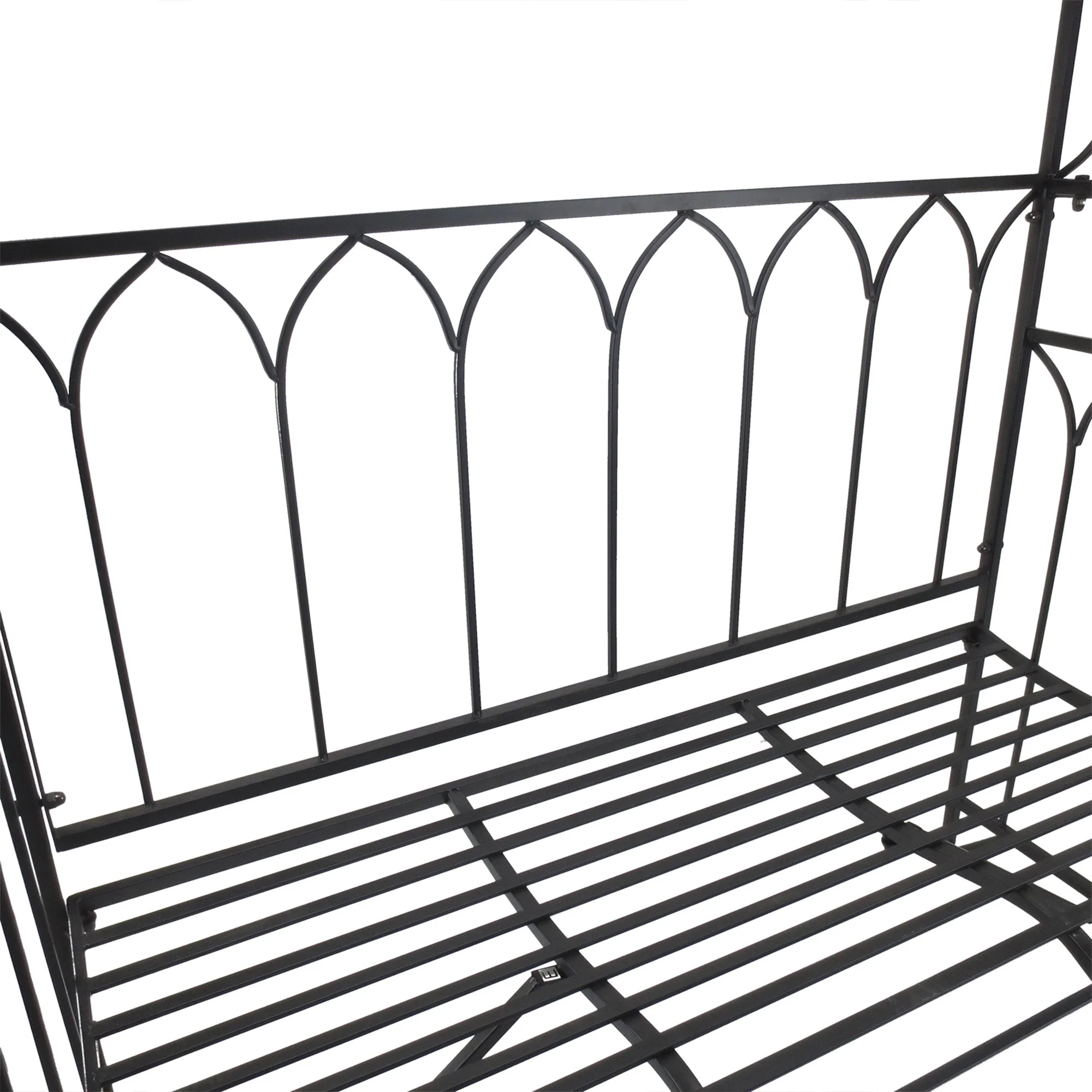 Outsunny Garden Metal Frame Bench Witharch For Various Climbing Plant 115Lx50Wx203H cm-Black - Image 8