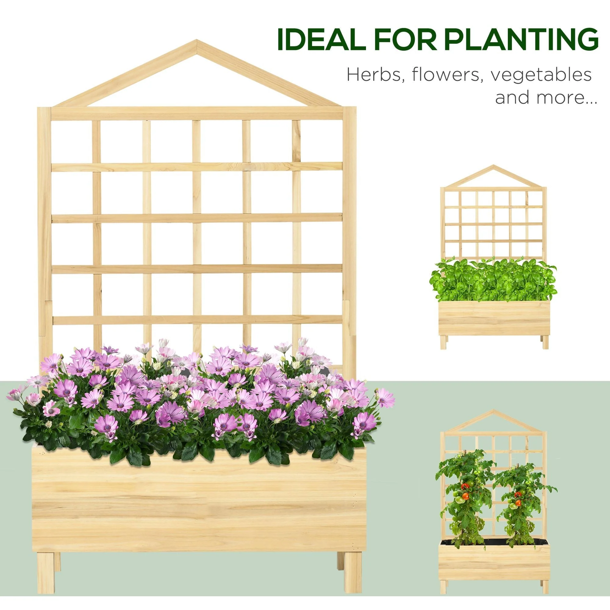 Outsunny Garden Planters with Trellis for Vine Climbing - Image 6