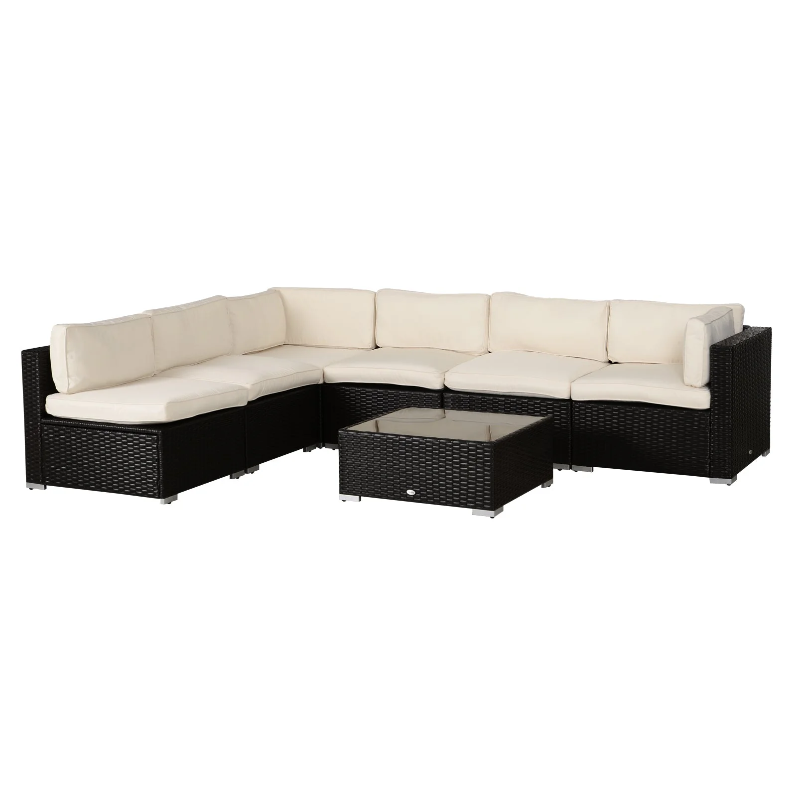 Outsunny Garden Rattan Sofa Cushion Polyester Cover Replacement Outdoor- No Cushion Included Beige - Image 9