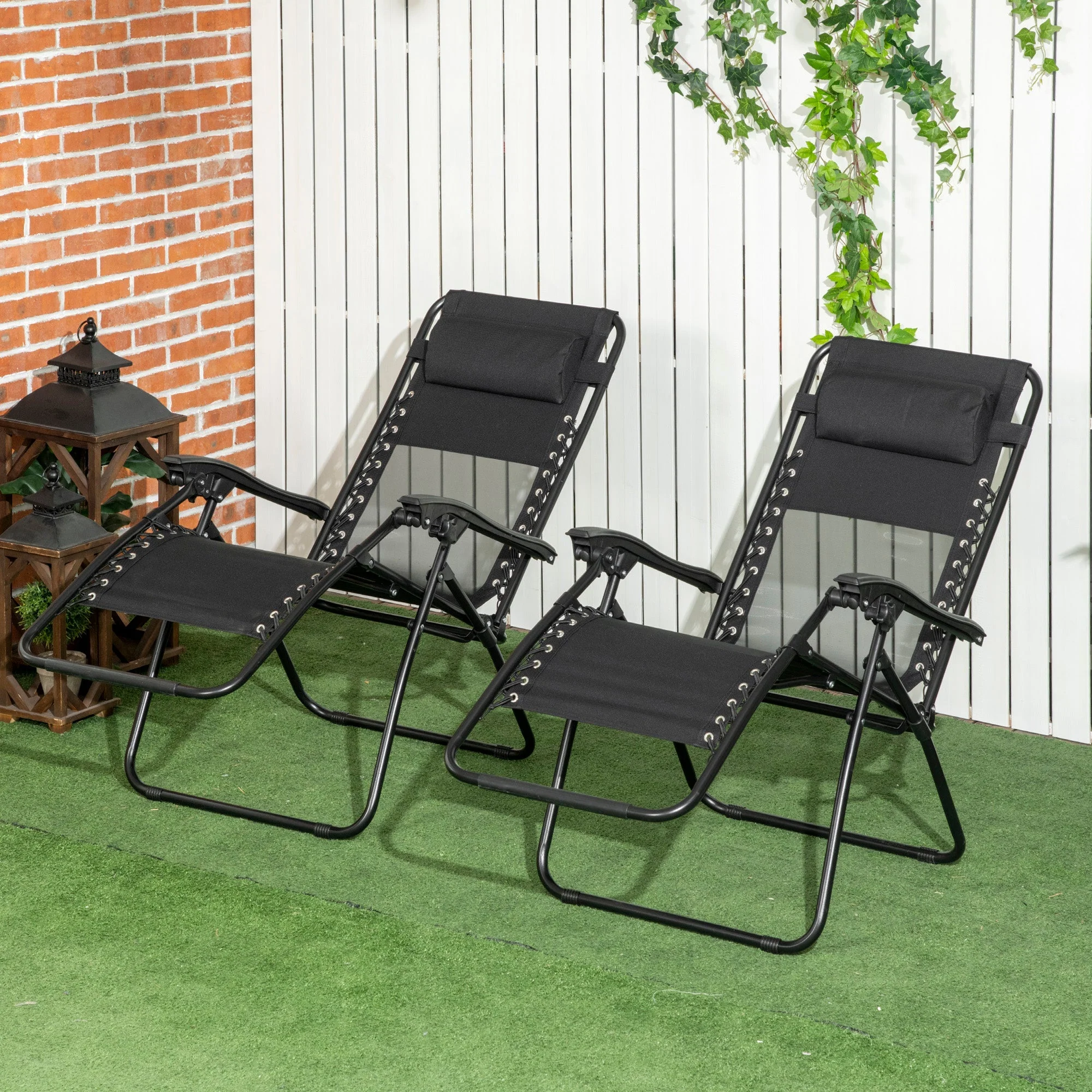 Outsunny Garden Recliner Chairs Set of 2 - Image 2