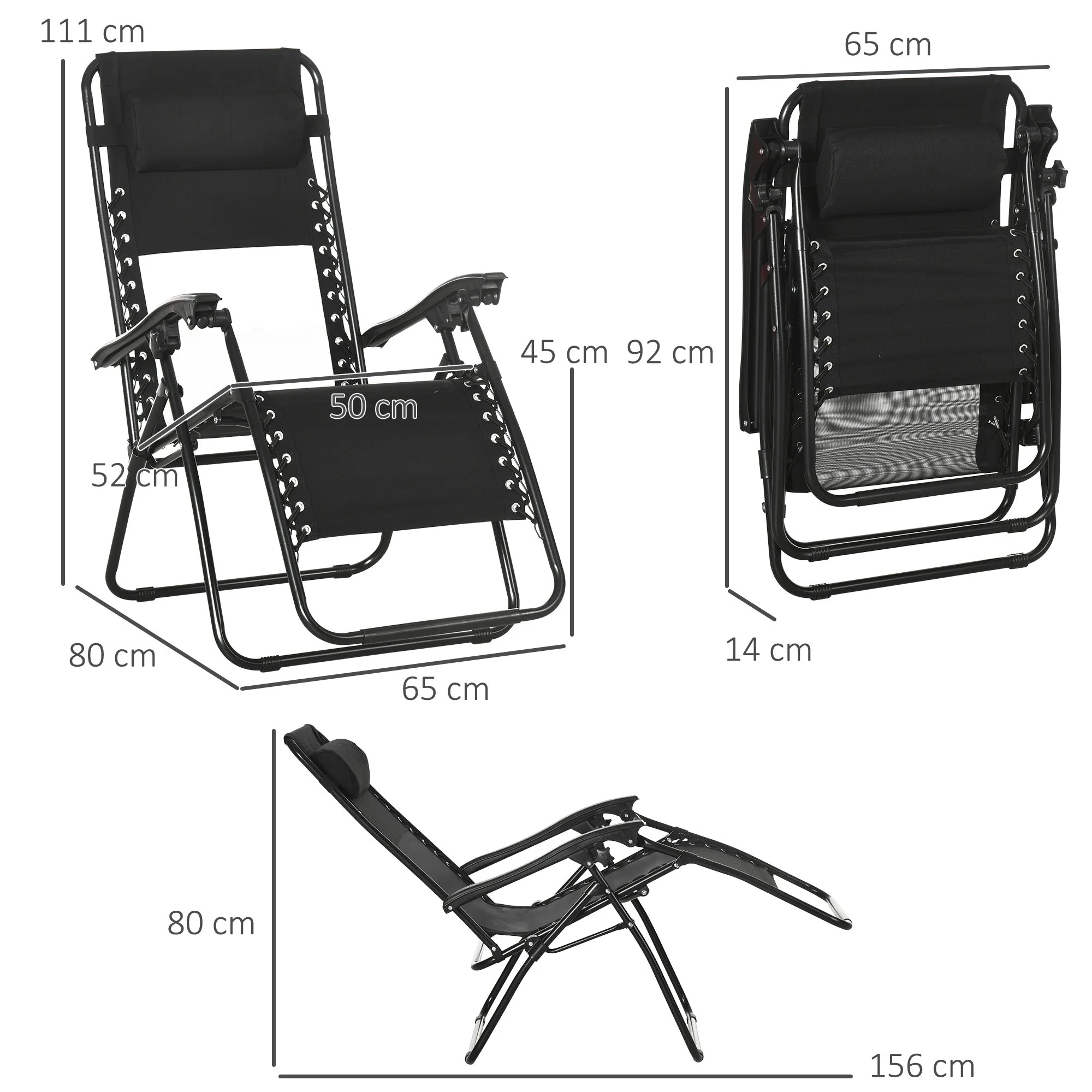 Outsunny Garden Recliner Chairs Set of 2 - Image 3